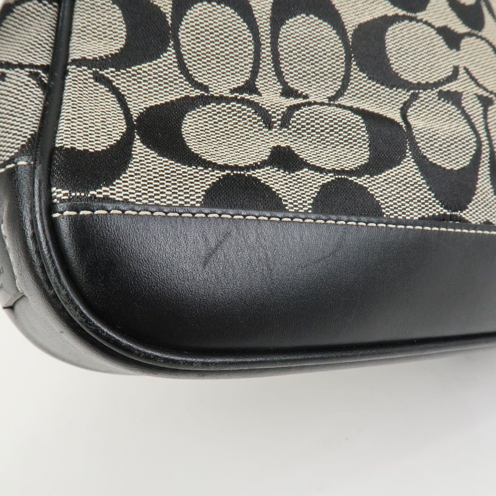 COACH Signature Canvas Leather Set of 2 Hand Bag Black Brown