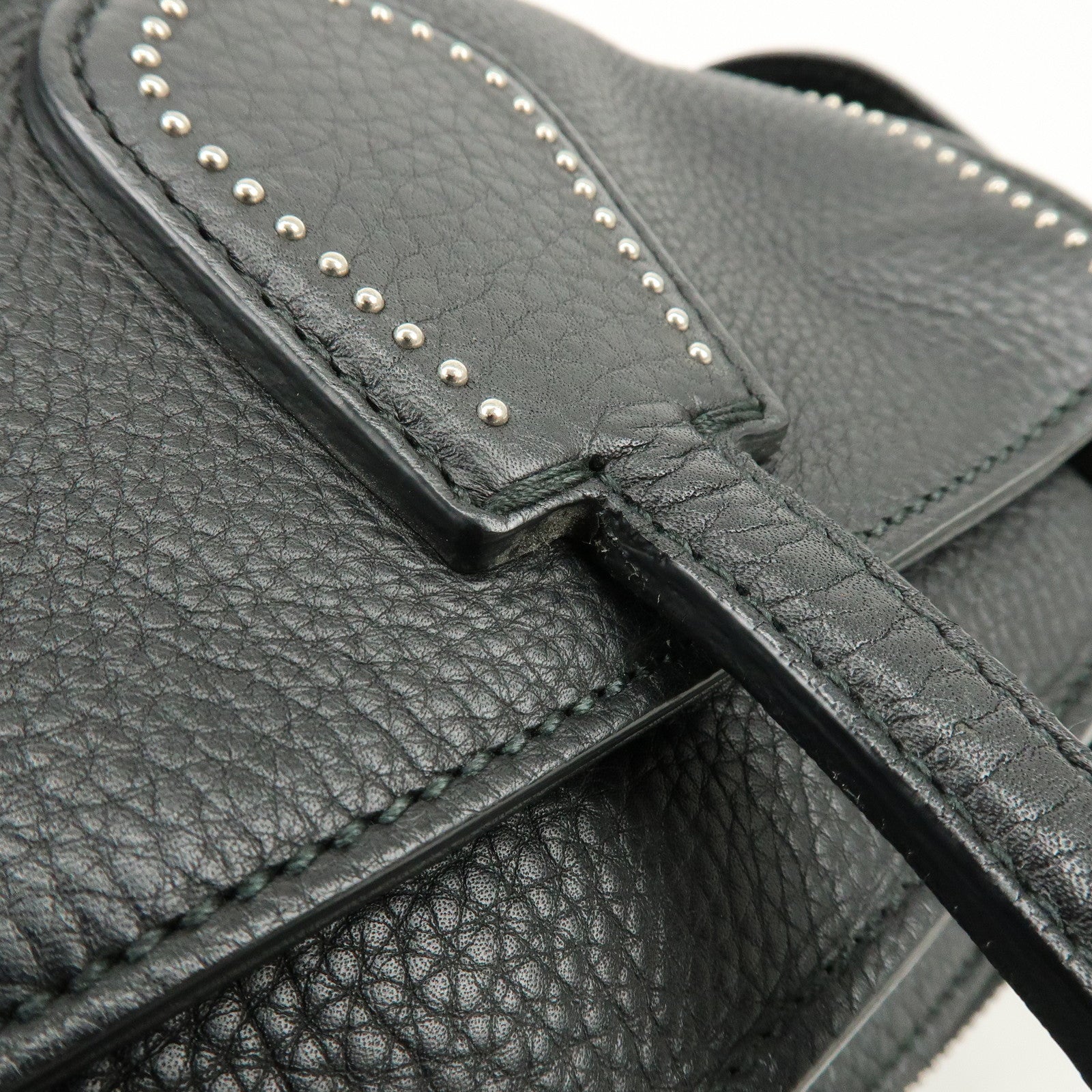 GUCCI Calf Leather Studs 2Way Hand Bag Shoulder Bag Black 370822