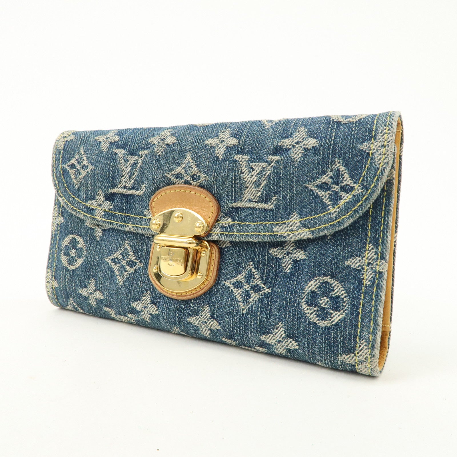 Louis Vuitton Monogram Denim Portefeuille Amelia Wallet Blue M95511 Used