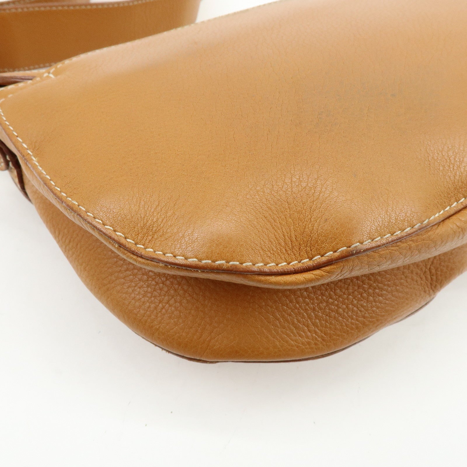 Christian Dior Saddle Leather Shoulder Bag Hand Bag Light Brown