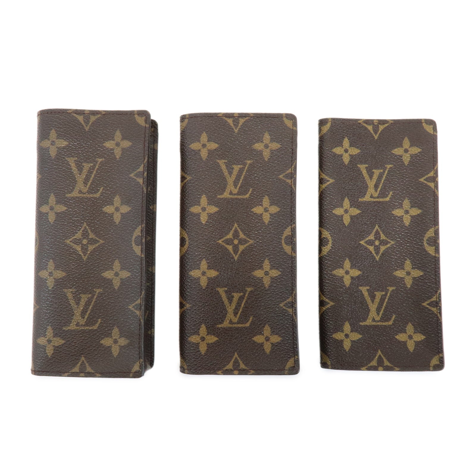 Louis Vuitton Monogram Leather Set of 3 Glasses Case Brown M62962
