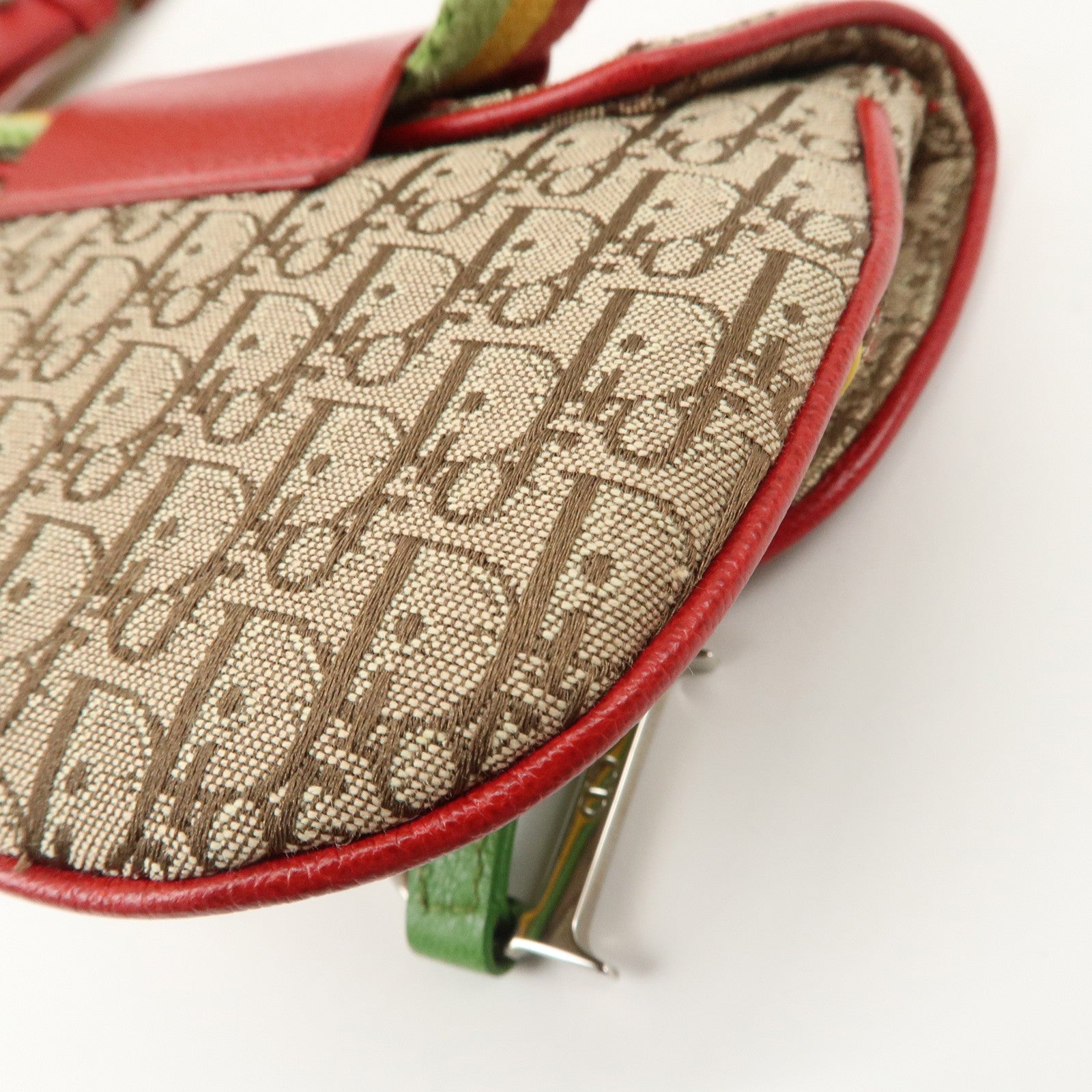 Christian Dior Rasta Trotter Canvas Waist Pouch Beige Red Yellow