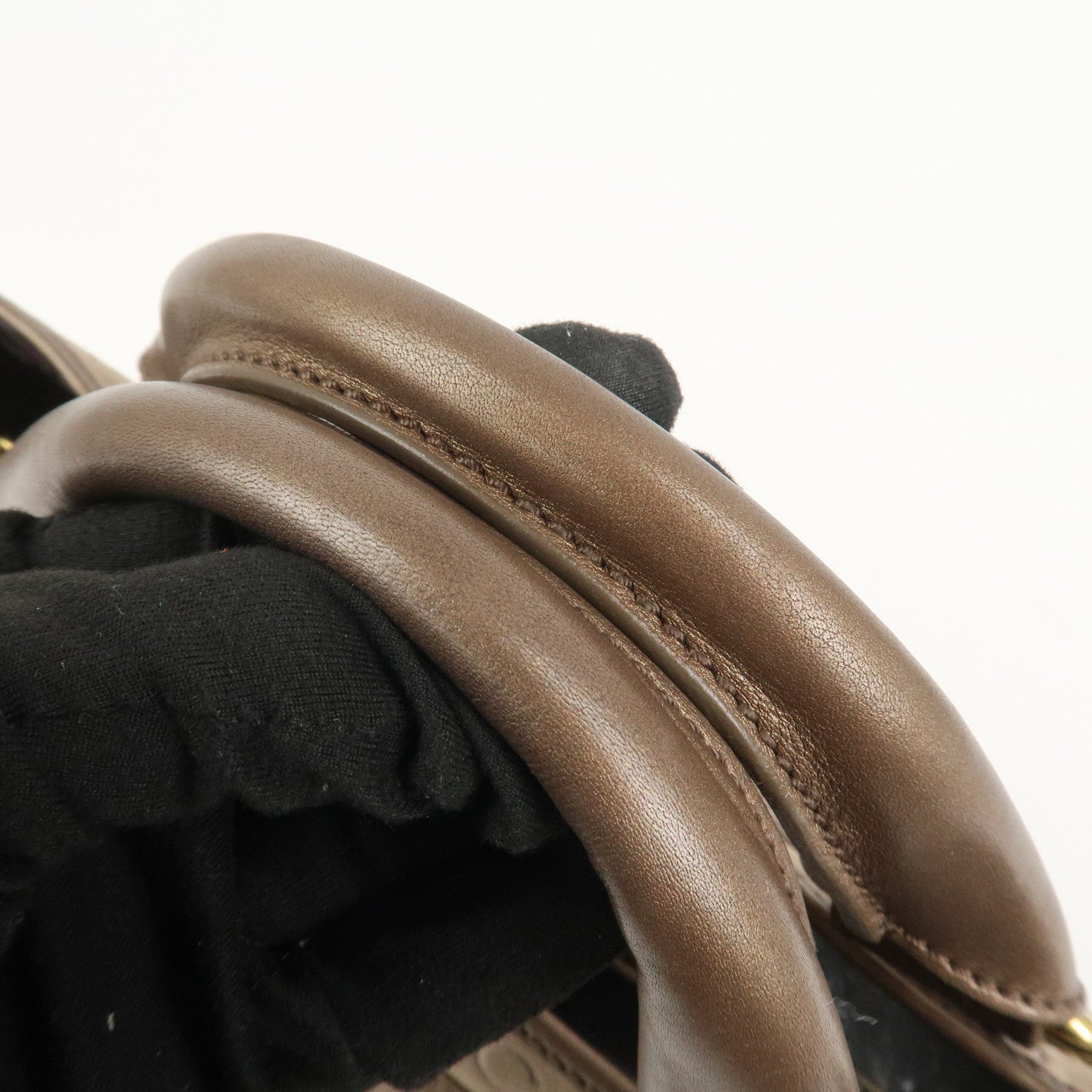 CELINE C Macadam Suede Leather Boogie Bag Hand Bag Beige Brown