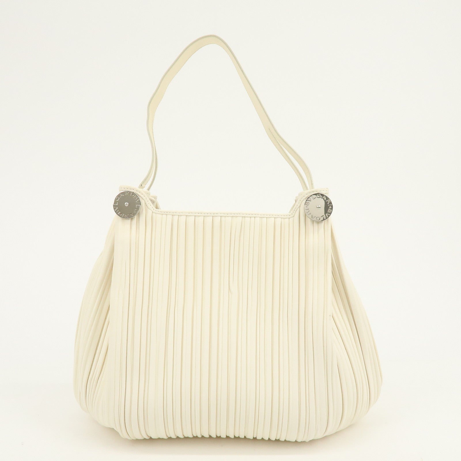 BVLGARI Leather Shoulder Bag Hand Bag White