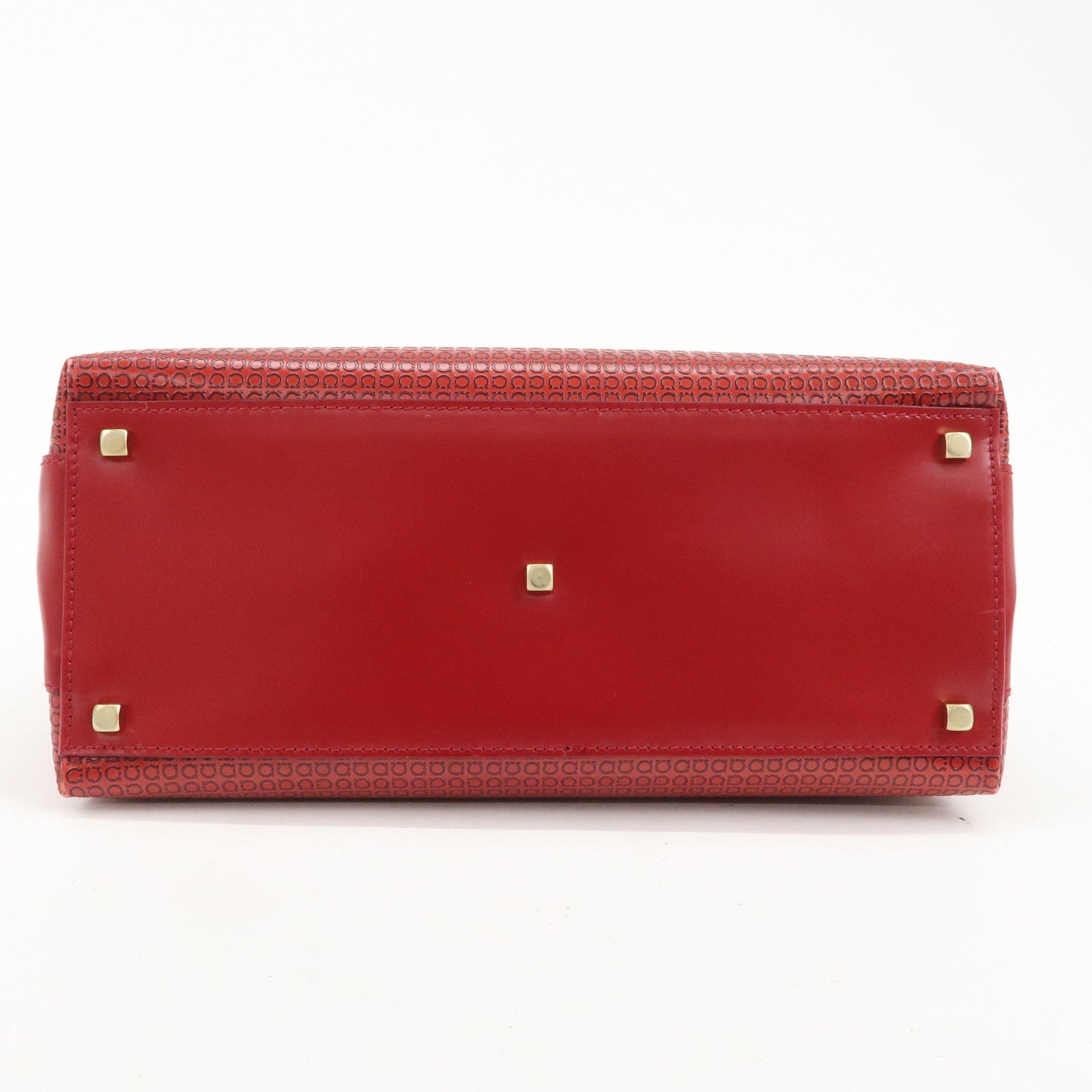Ferragamo Gancini Leather 2WAY Bag Hand Bag Shoulder Bag Red