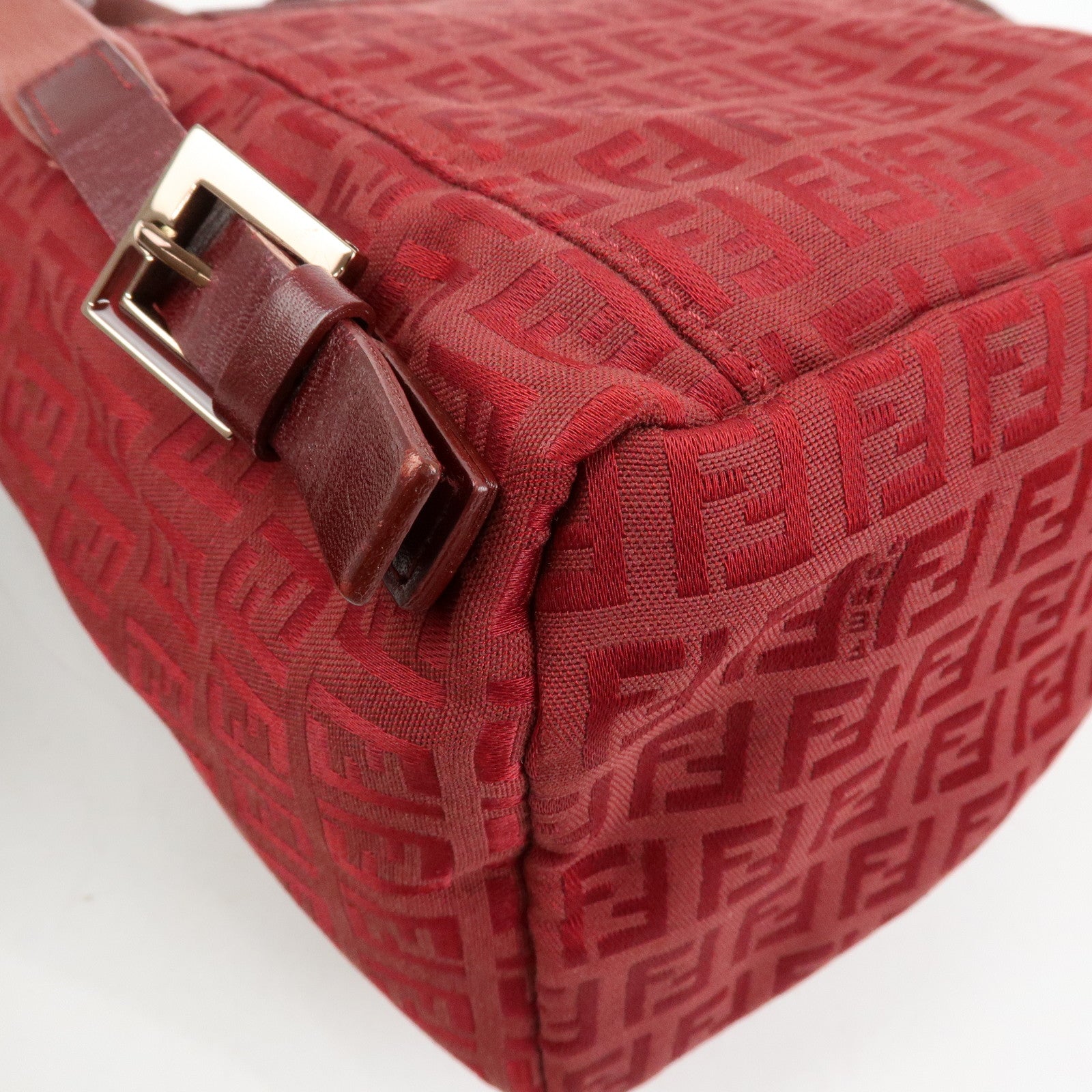 FENDI  Zucchino Canvas Leather Backpack Rucksuck Red 8BZ001