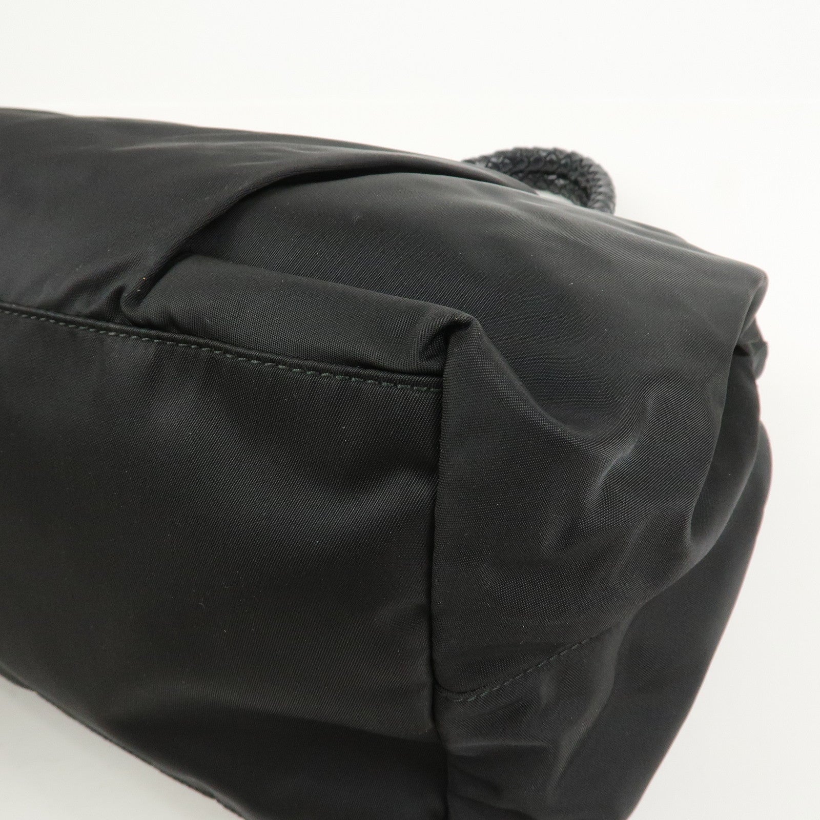 PRADA Logo Nylon Leather 2Way Bag Hand Shoulder Bag Black BN1631