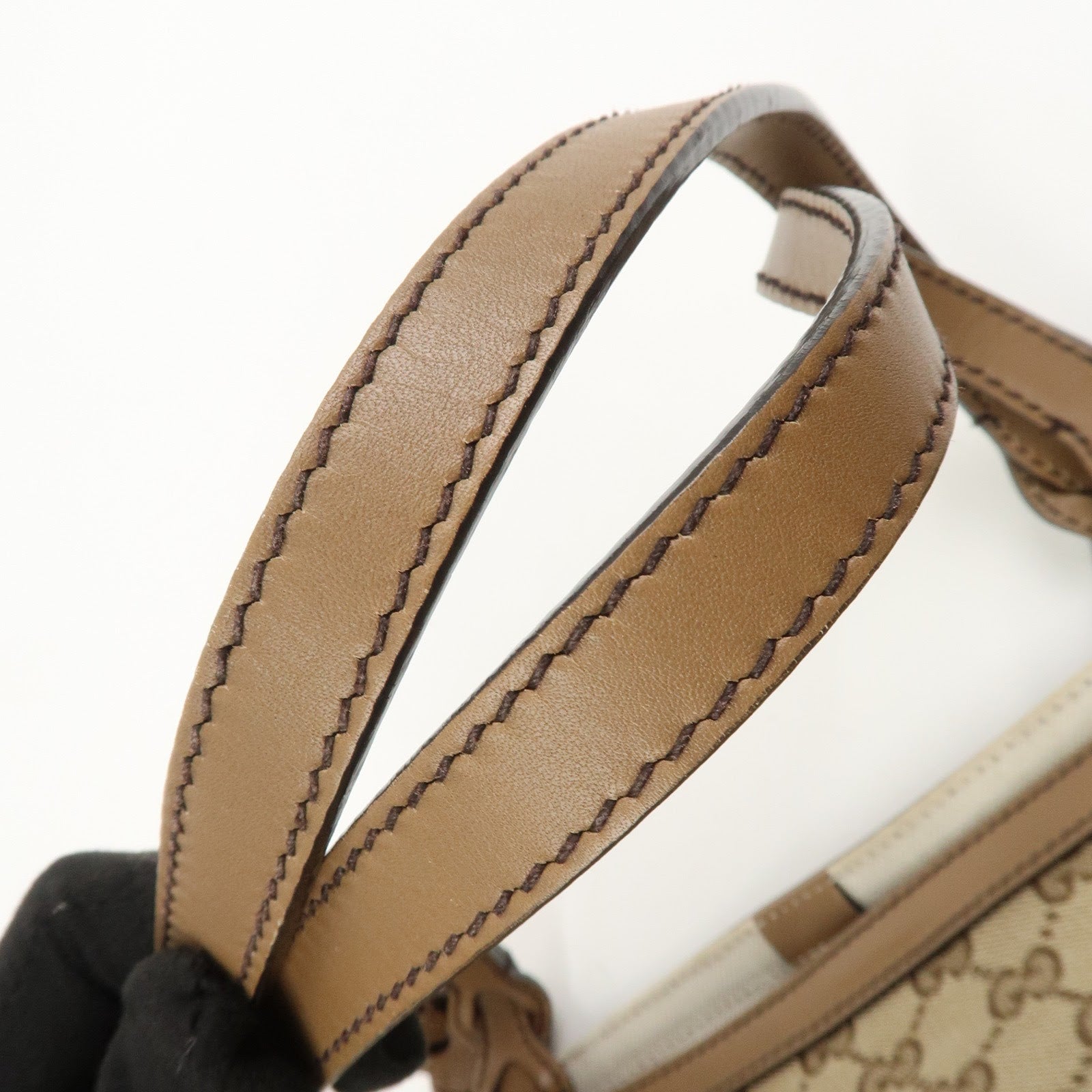 GUCCI GG Monogram Canvas Leather Tote Bag Brown 247209