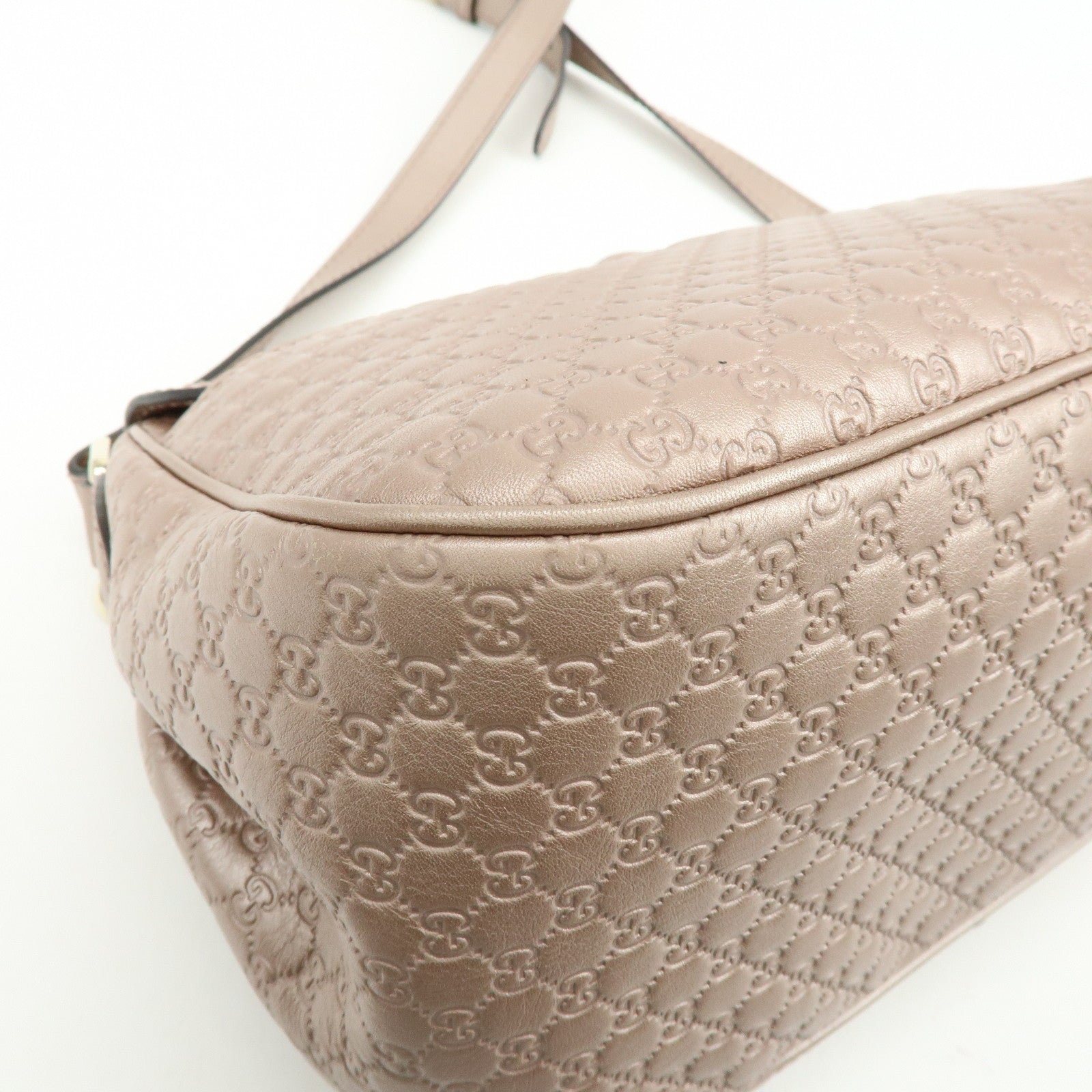 GUCCI Microguccissima Leather Shoulder Bag Metallic Pink 308452
