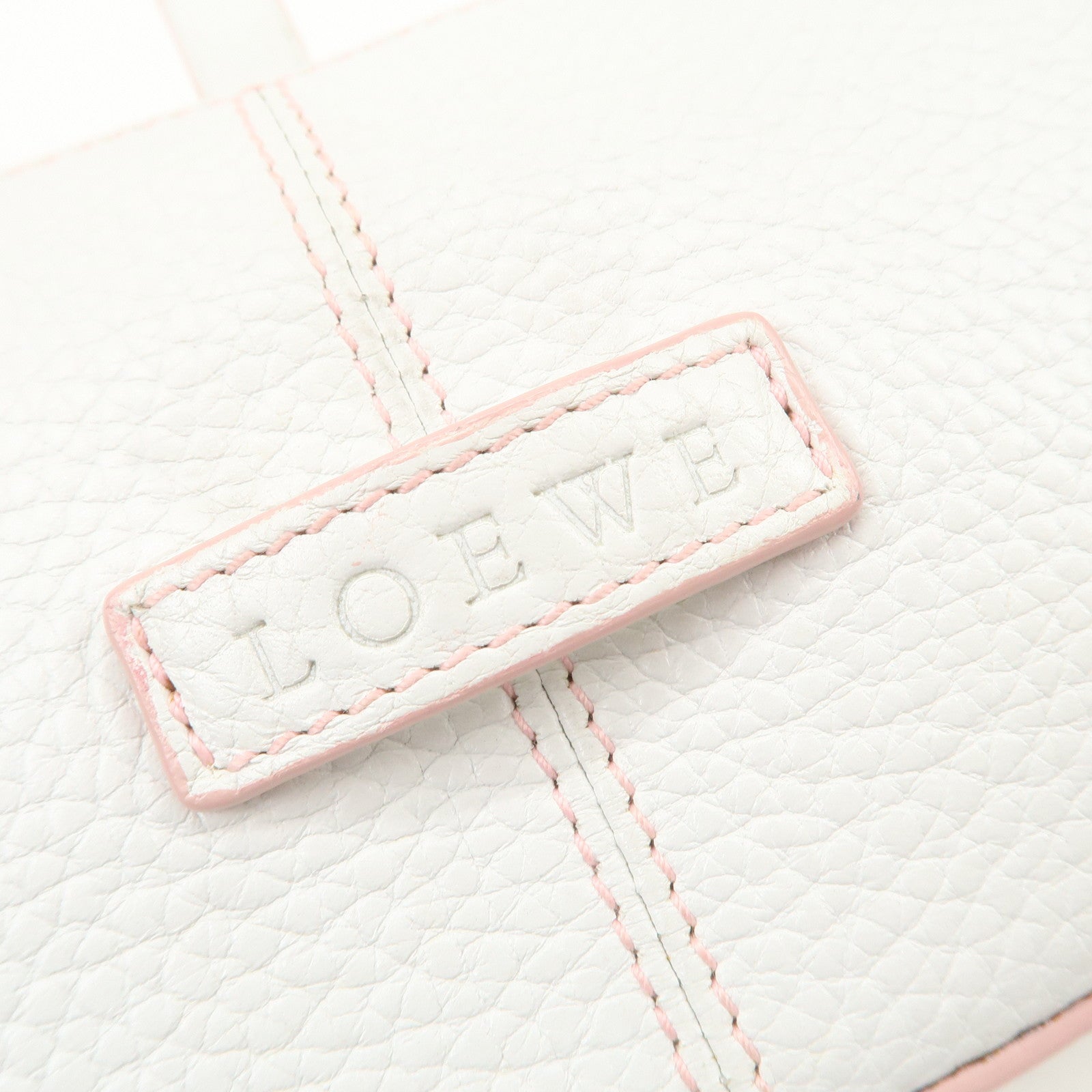 LOEWE Senda Leather Shoulder Bag Hand Bag Half Moon White