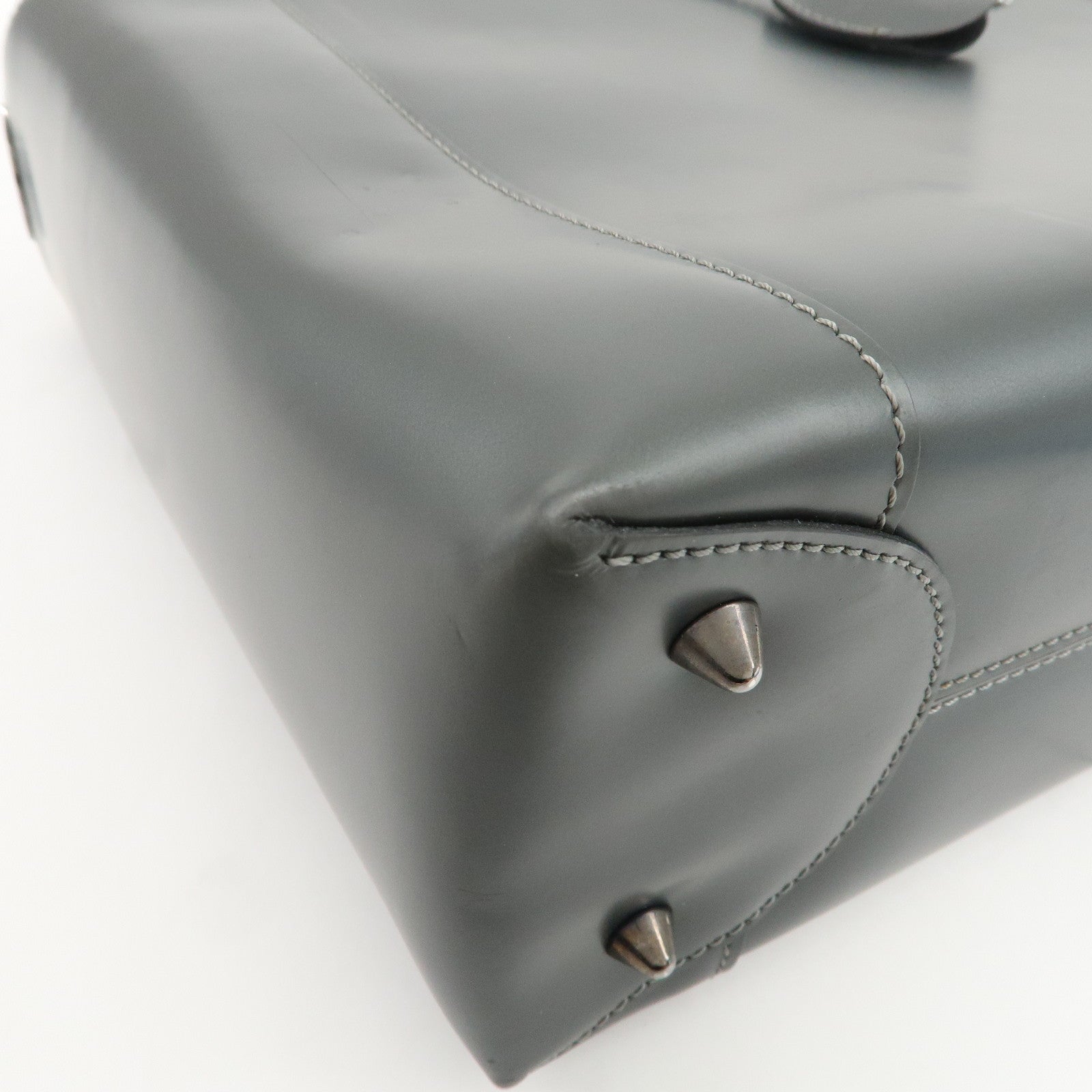 Christian Dior Maris Pearl Logo Leather Hand Bag Gray