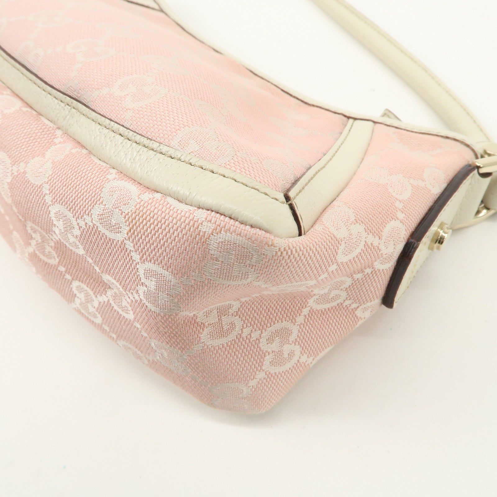 GUCCI Abbey GG Canvas Leather One Shoulder Bag Pink White 130939 Used