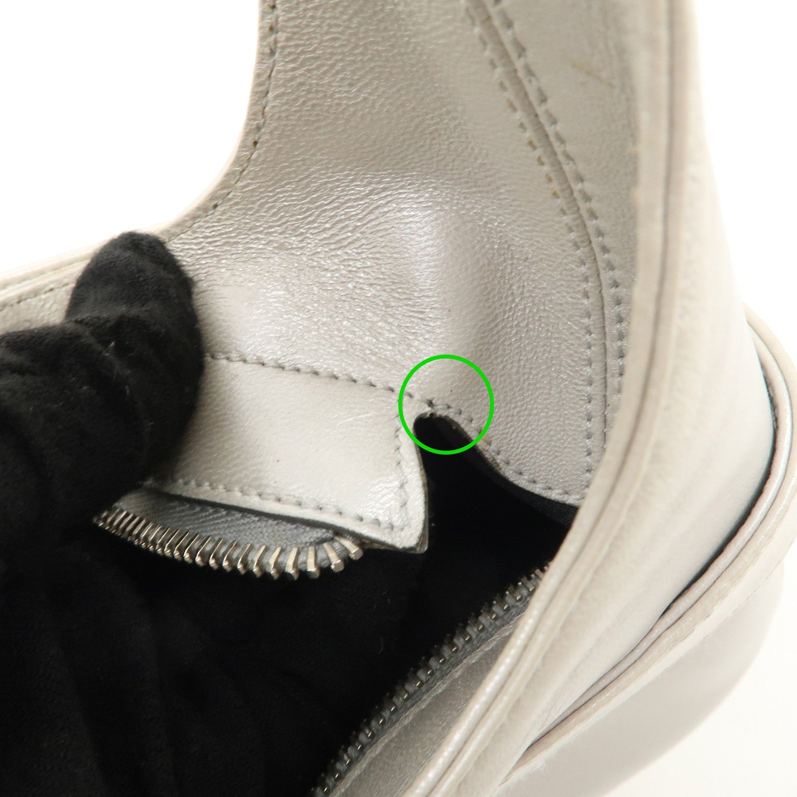 Ferragamo Gancini Leather Shoulder Bag Hand Bag Silver Used