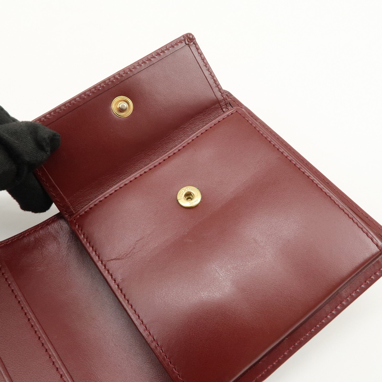 Cartier Must de Cartier Logo Leather Compact Wallet Bordeaux