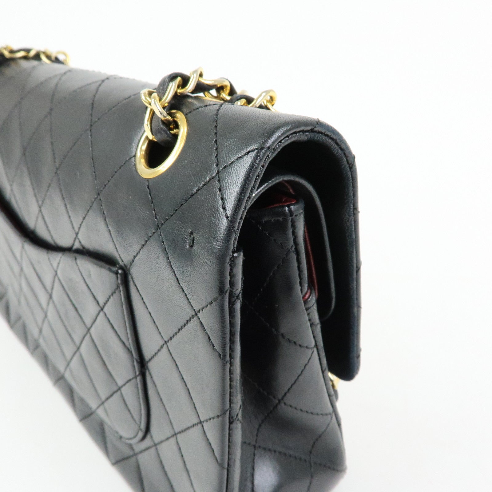 CHANEL Matelasse 25 Double Flap Chain Shoulder Bag Black A01112