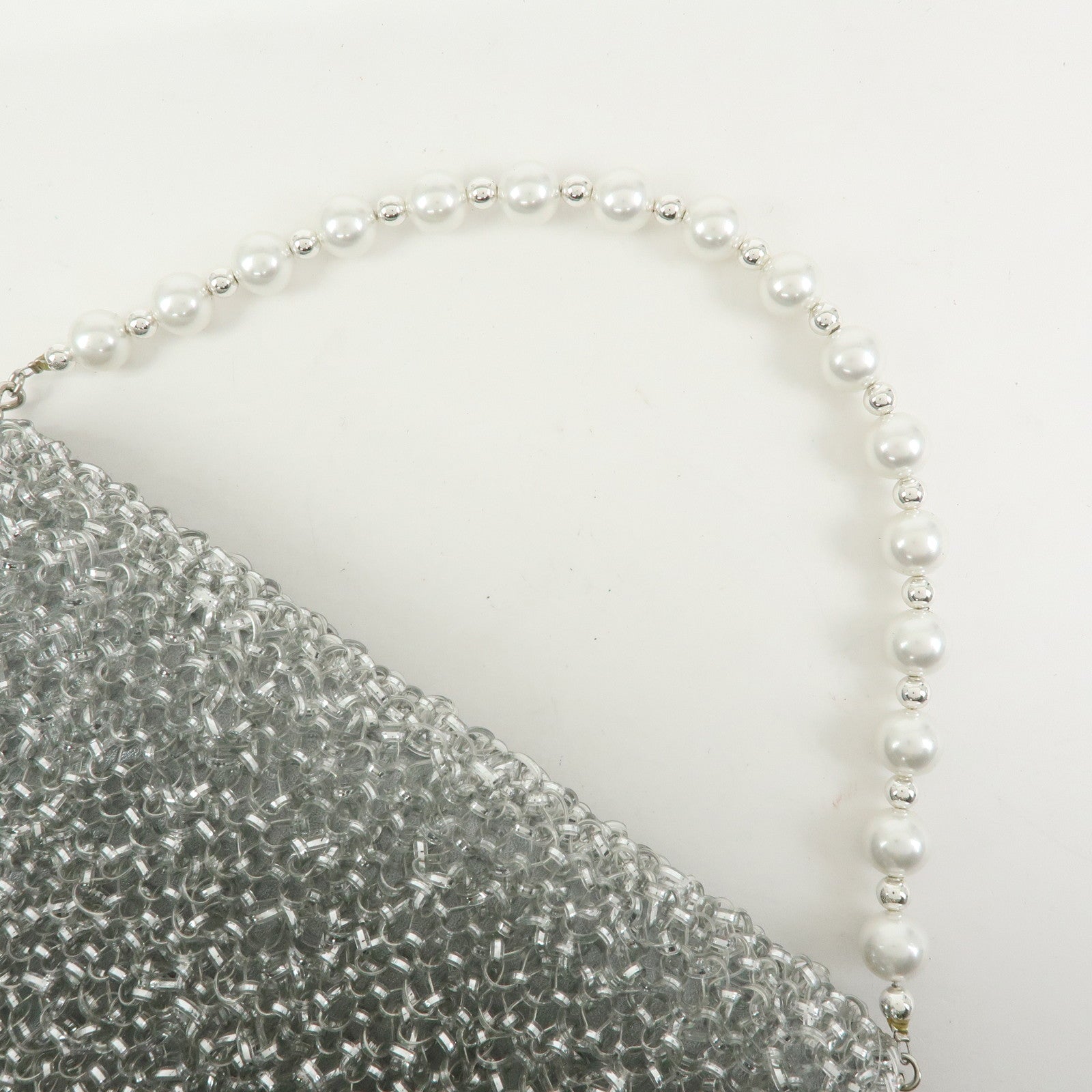 ANTEPRIMA PVC Wire Chain Pearl Hand Bag Long Wallet Silver