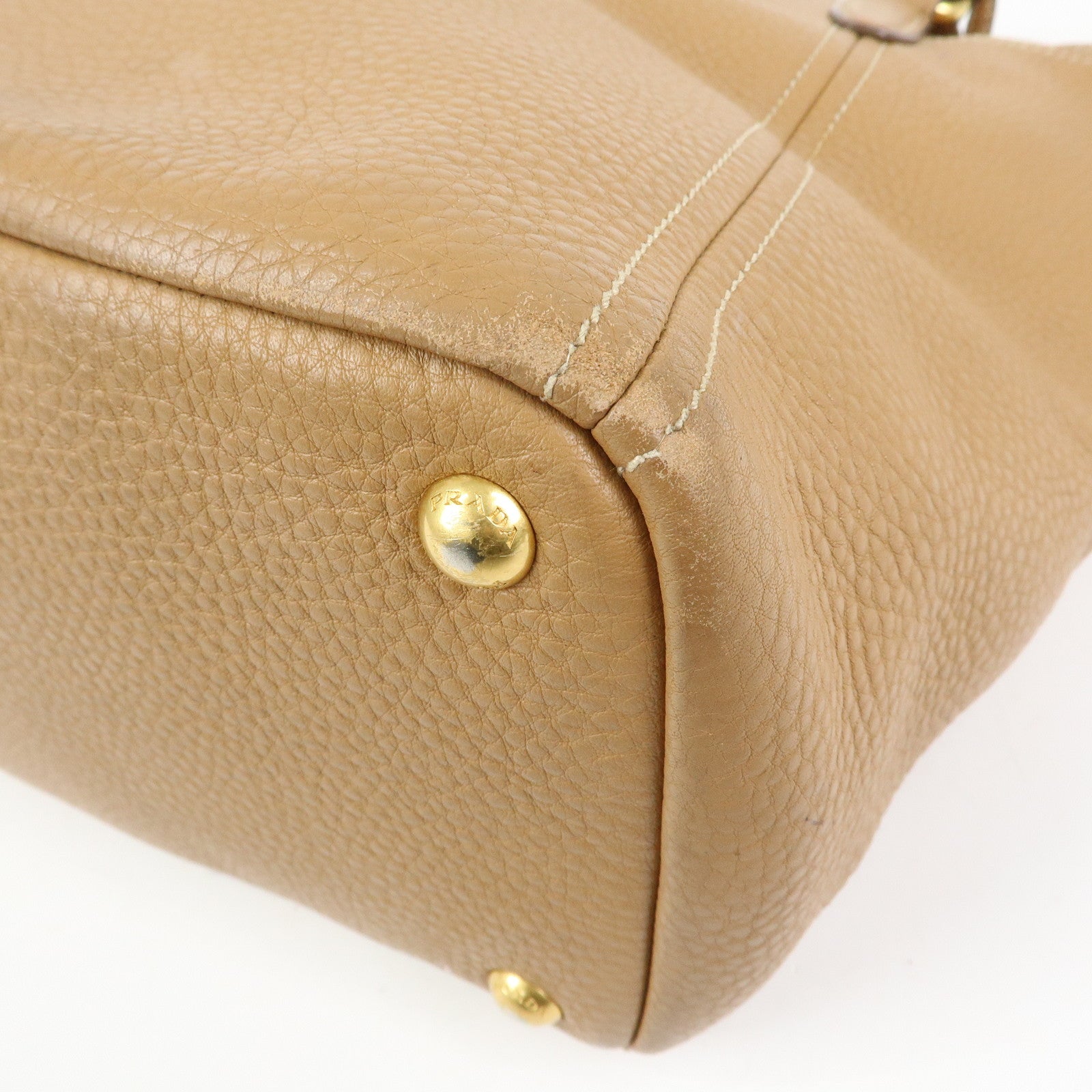 PRADA Vitello Daino Leather Tote Bag Shoulder Bag Brown BR4970