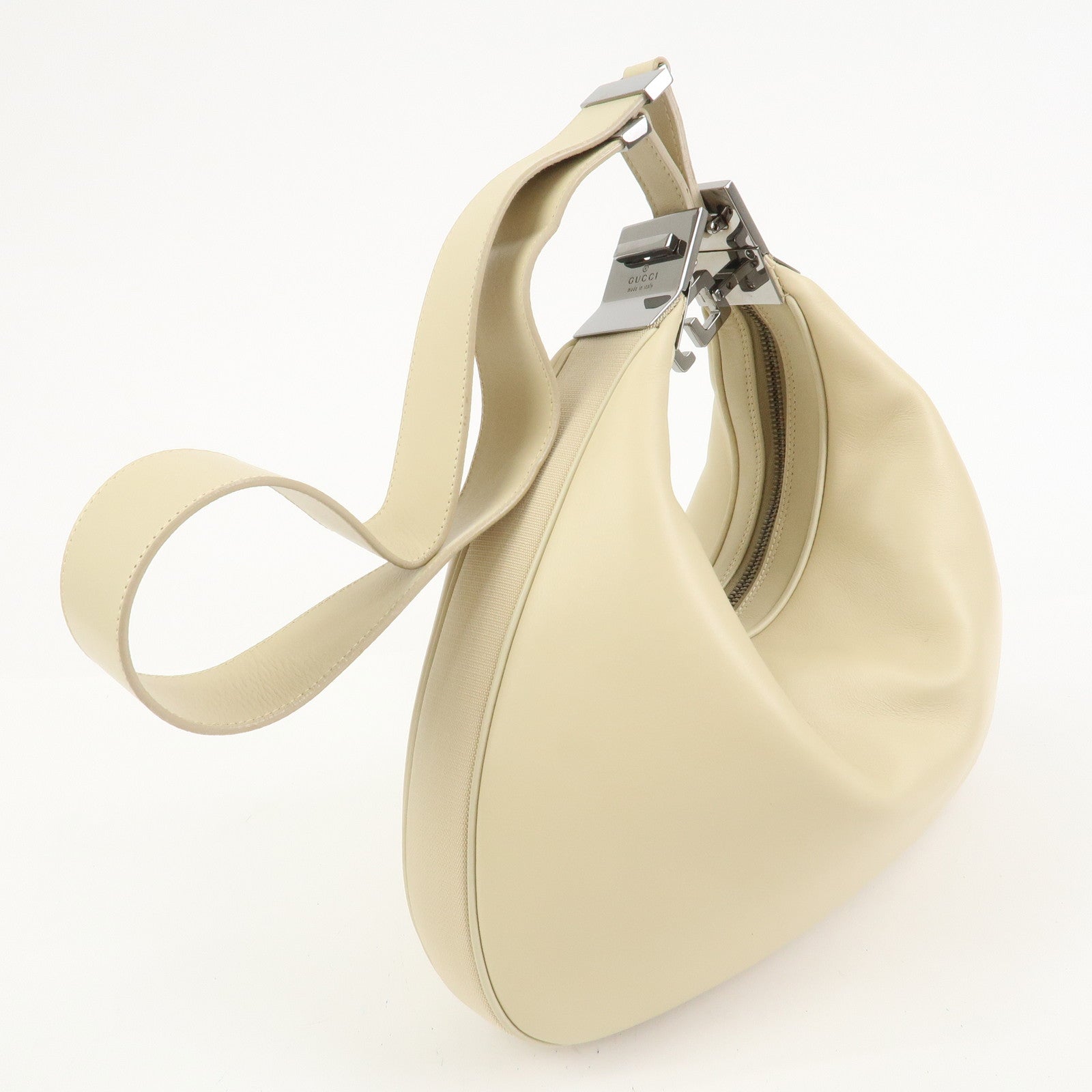 GUCCI Leather Shoulder Bag Ivory 001.3315
