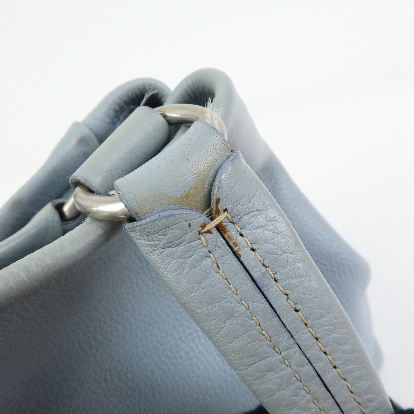 PRADA Vitello Daino Leather Tote Bag Hand Bag Light Blue BR2252