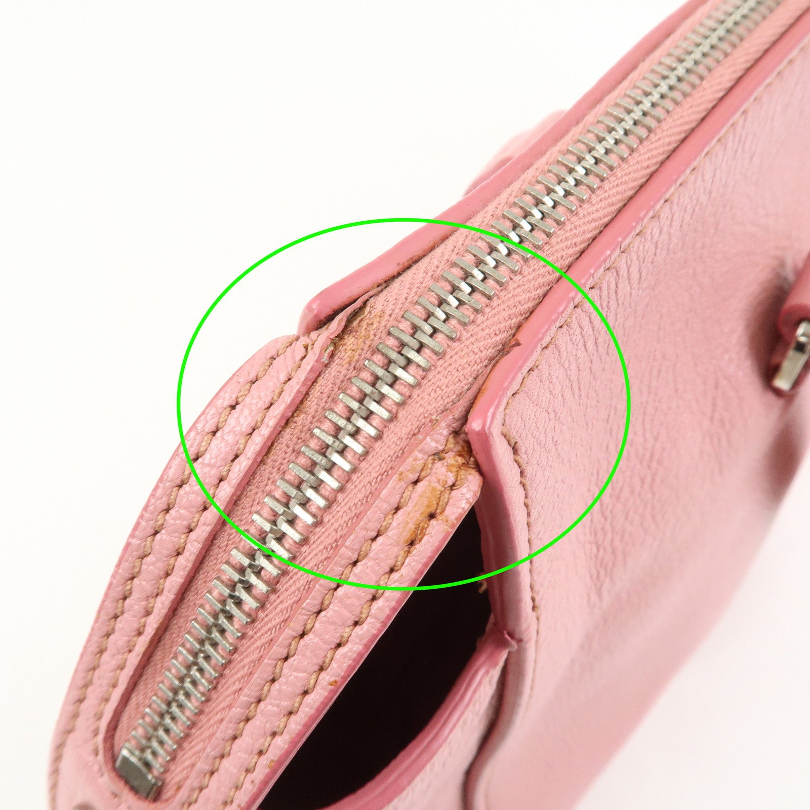 MIU MIU Logo Madras Leather Hand Bag Tote Bag Pink