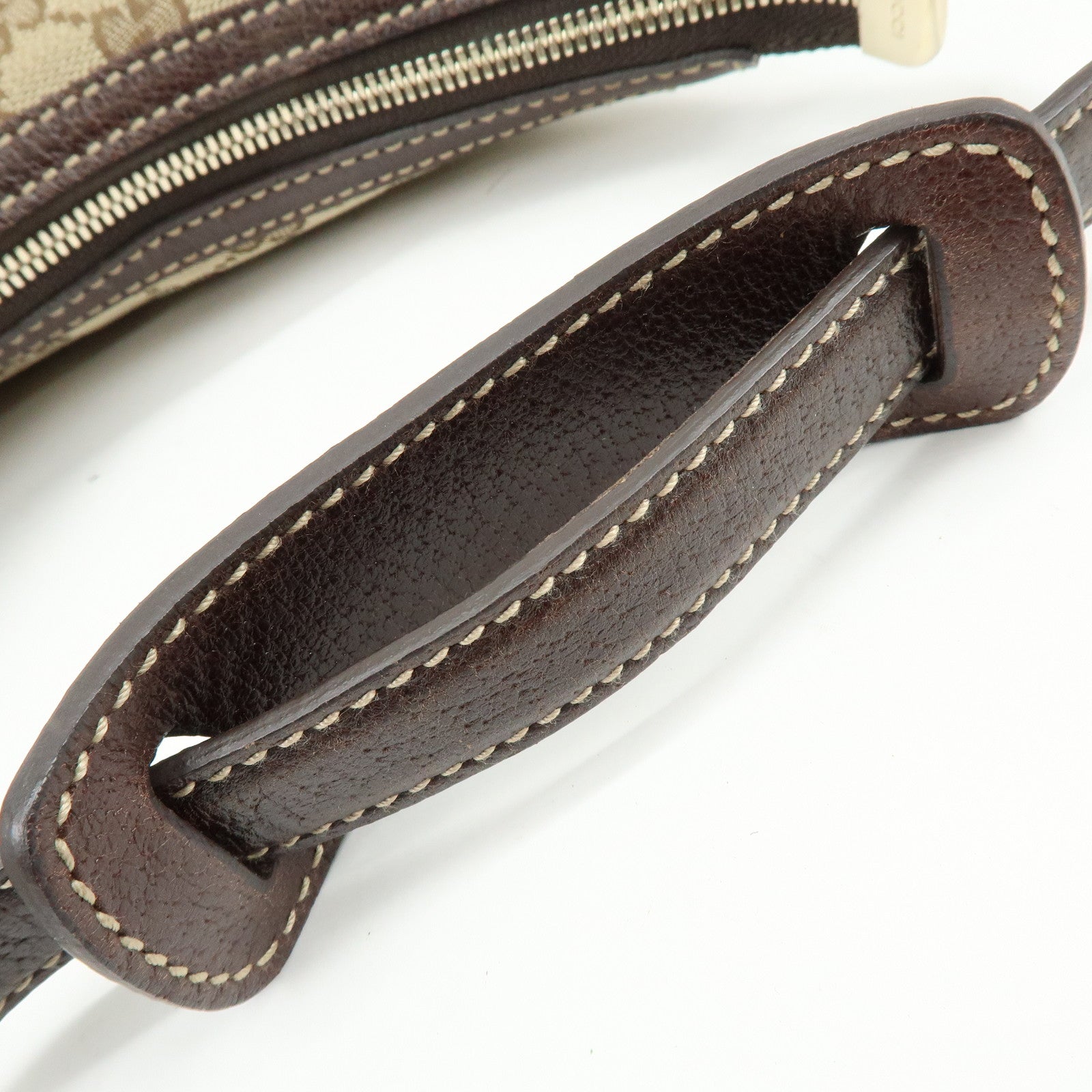 GUCCI Sherry GG Canvas Leather Shoulder Bag Beige Brown 162895