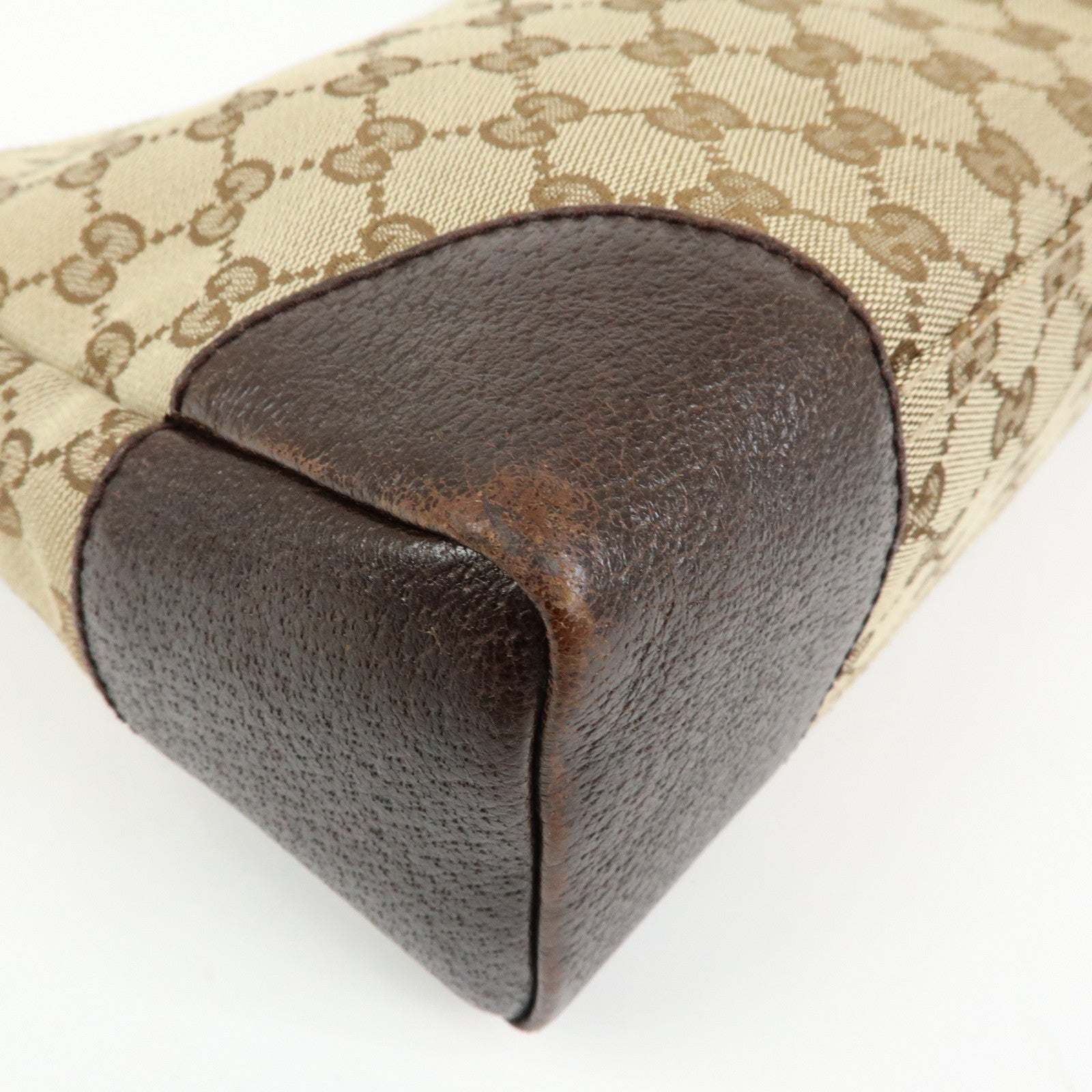 GUCCI GG Canvas Leather Crossbody Shoulder Bag Beige Brown 114273