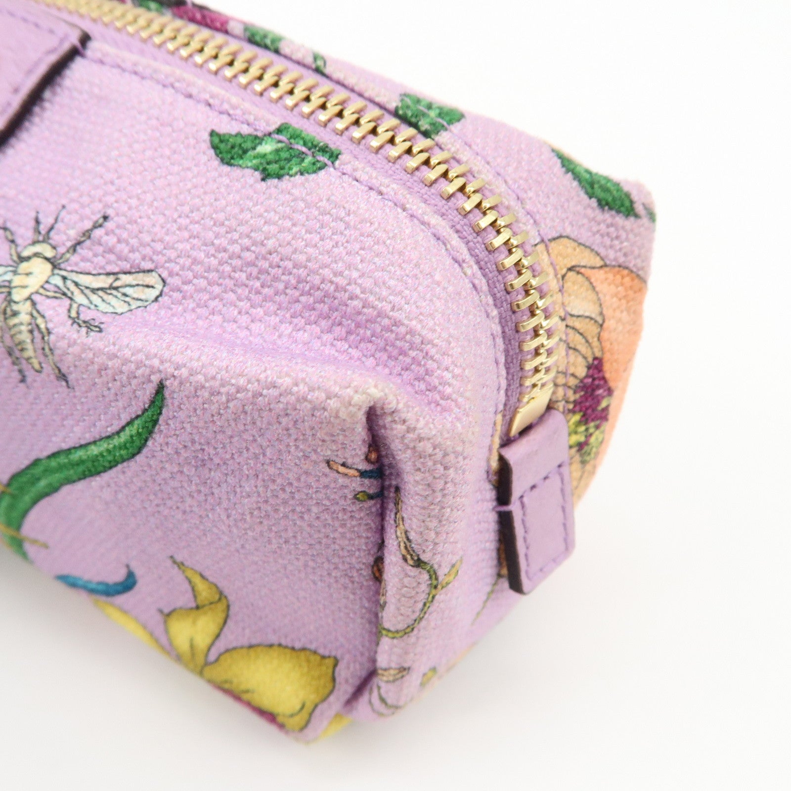 GUCCI GG Marmont Canvas Leather Pouch Flower Purple 577355