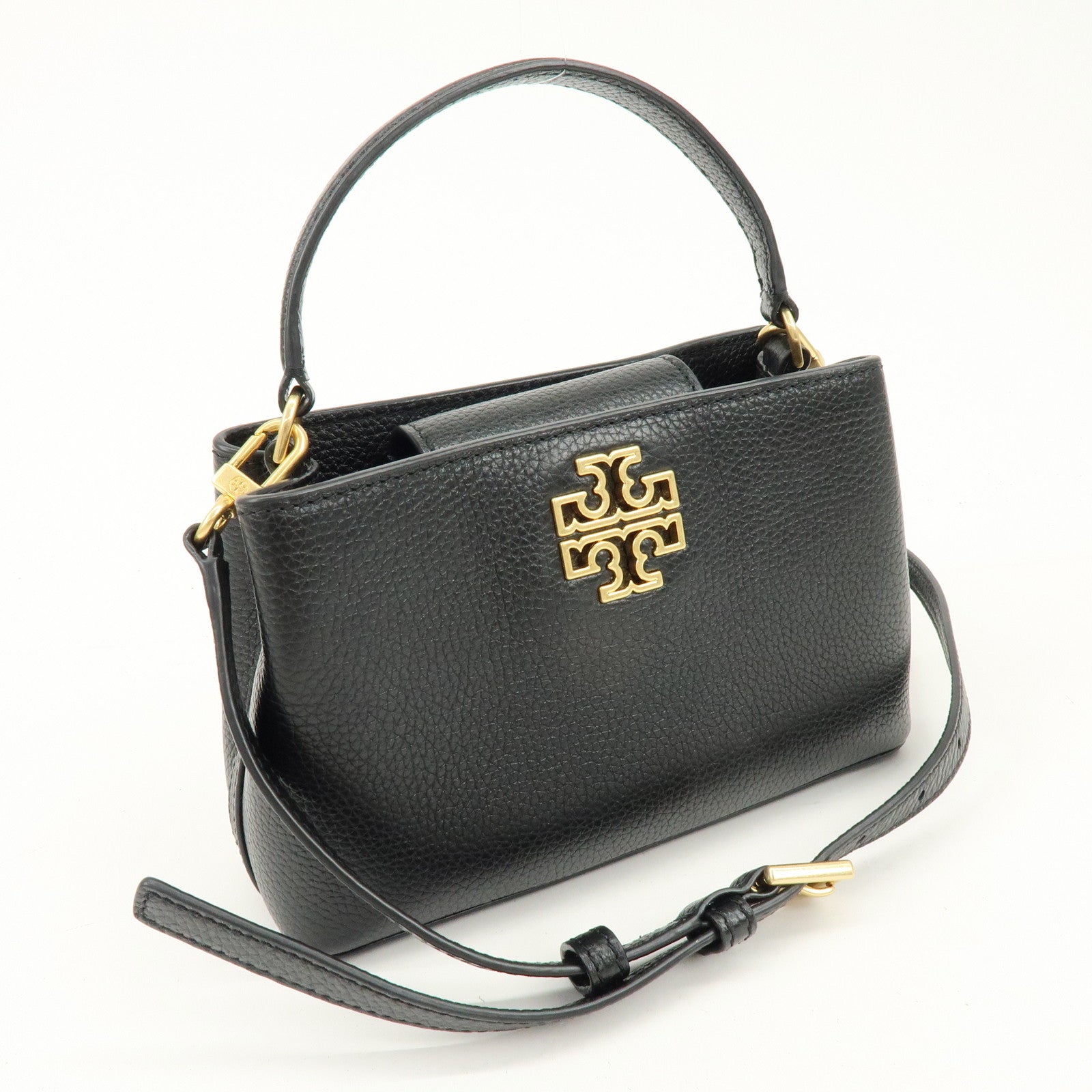 TORY BURCH Britten Micro Satchel Leather 2Way Bag Hand Bag Black