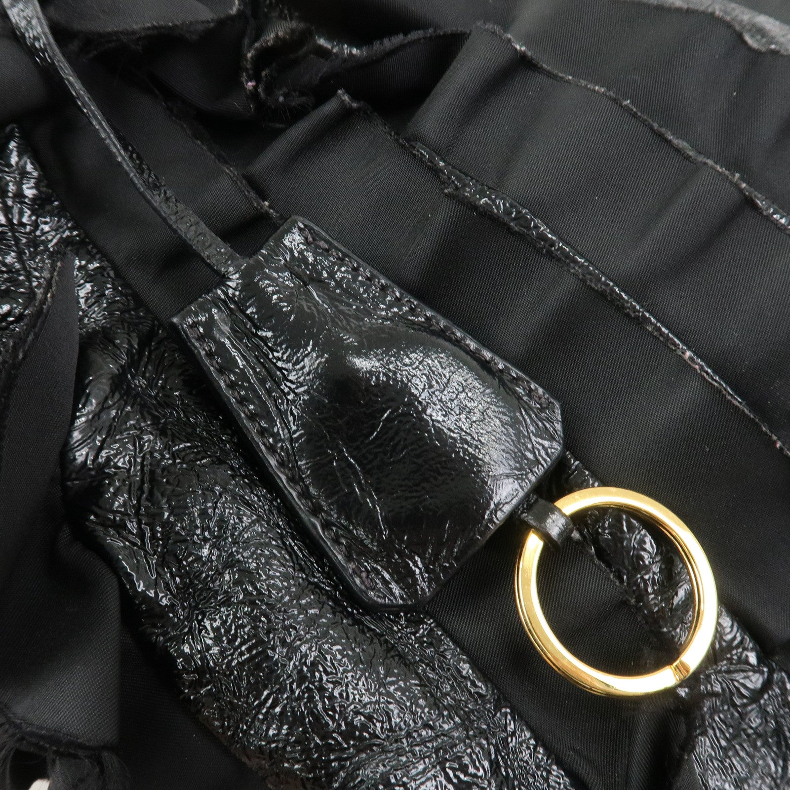 PRADA Patent Nylon Leather Shoulder Bag Hand Bag Black BR4176