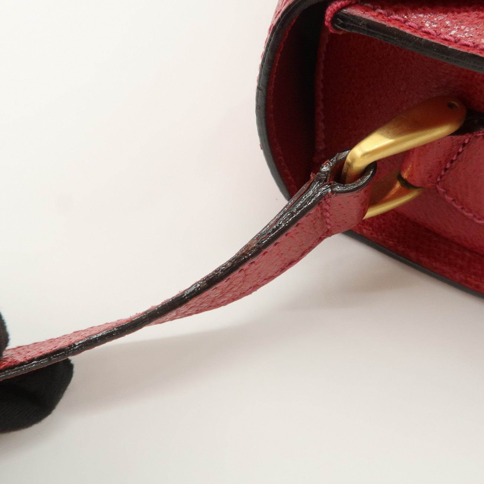 GUCCI Bamboo Leather Shoulder Bag Crossbody Bag Red 001・113・1622