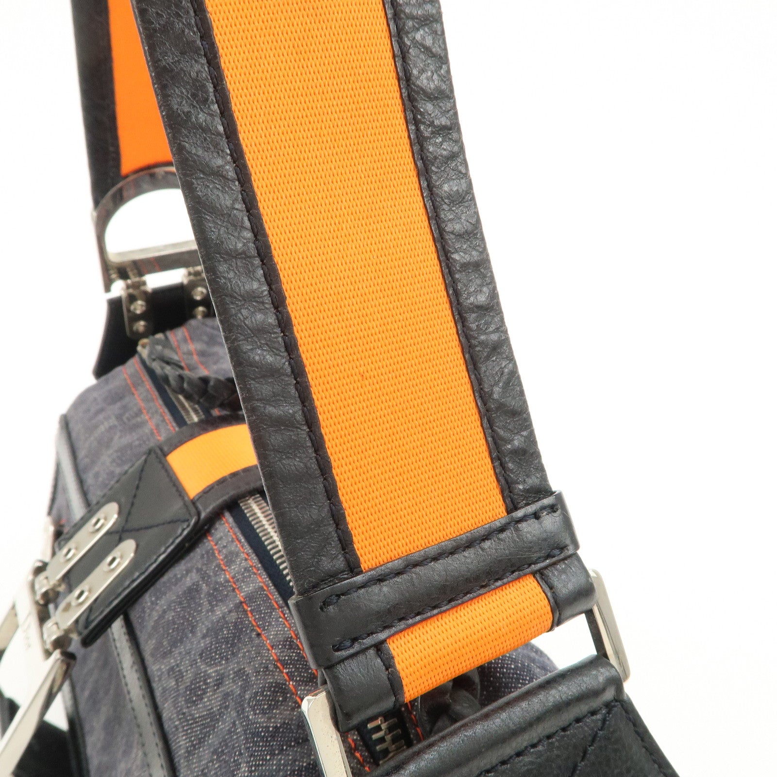 Christian Dior Flight Line Trotter Denim Leather Shoulder Bag