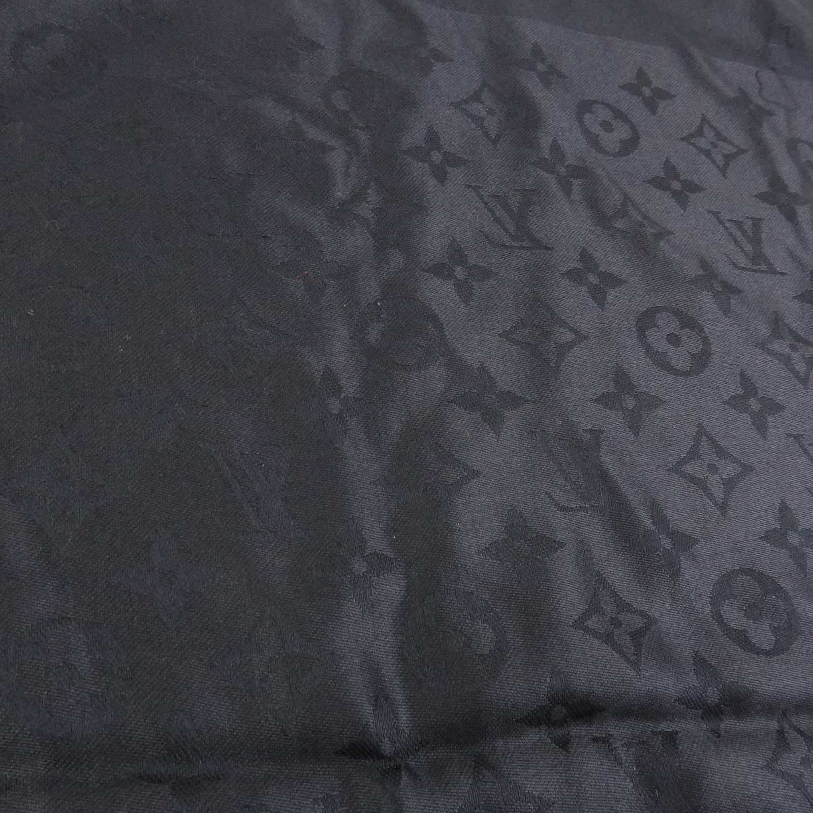 Louis Vuitton Monogram Silk Wool Shawl Scarf Black