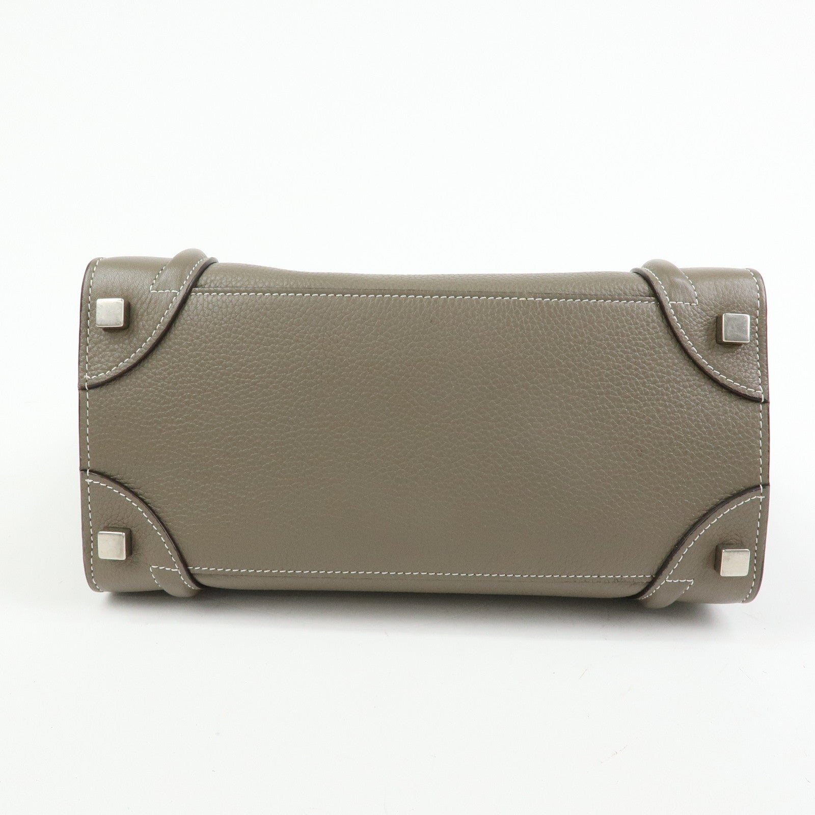 CELINE Luggage Micro Shopper Calf Leather Hand Bag Gray