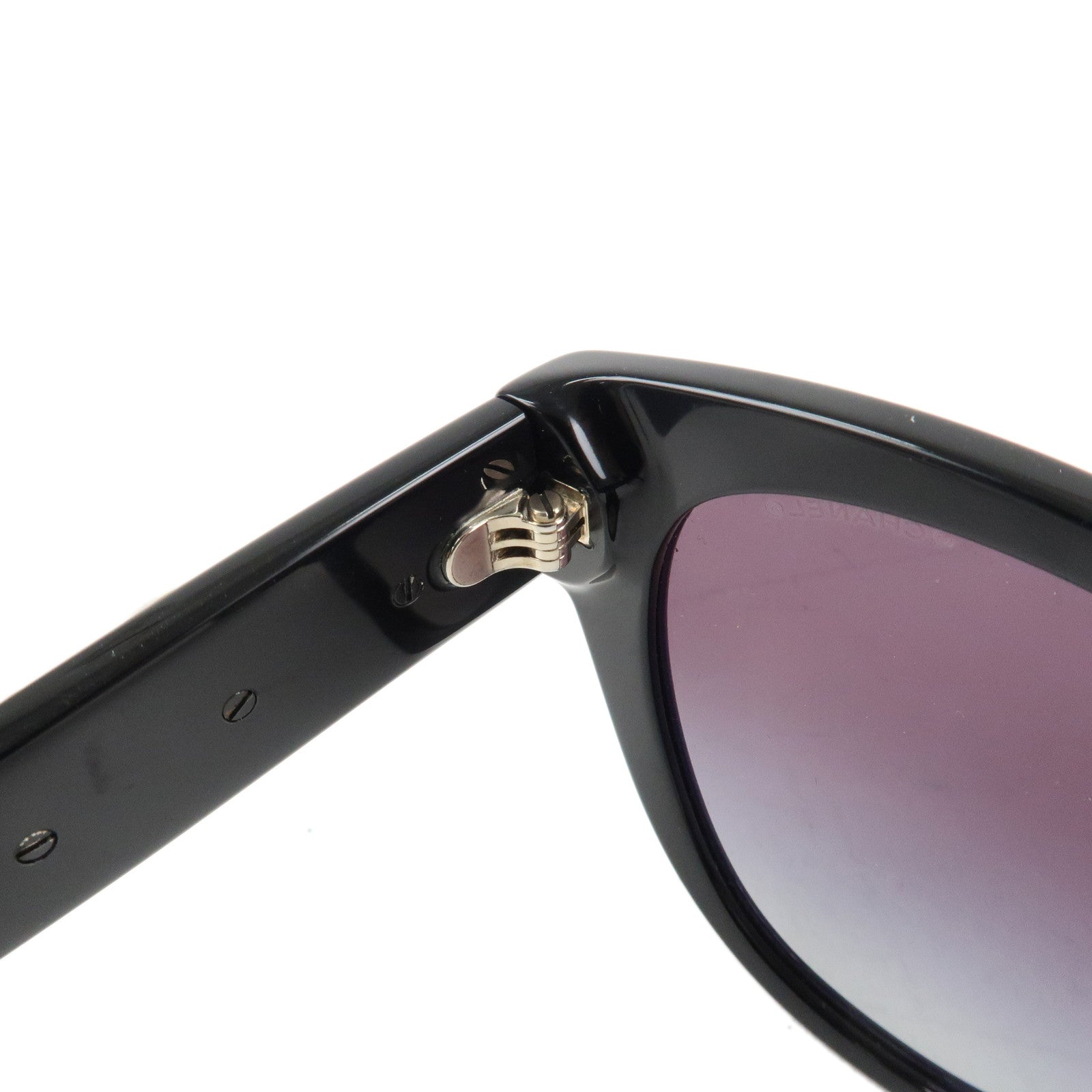 CHANEL Heart Pearl Plastic Sunglasses 56□18 Black Used