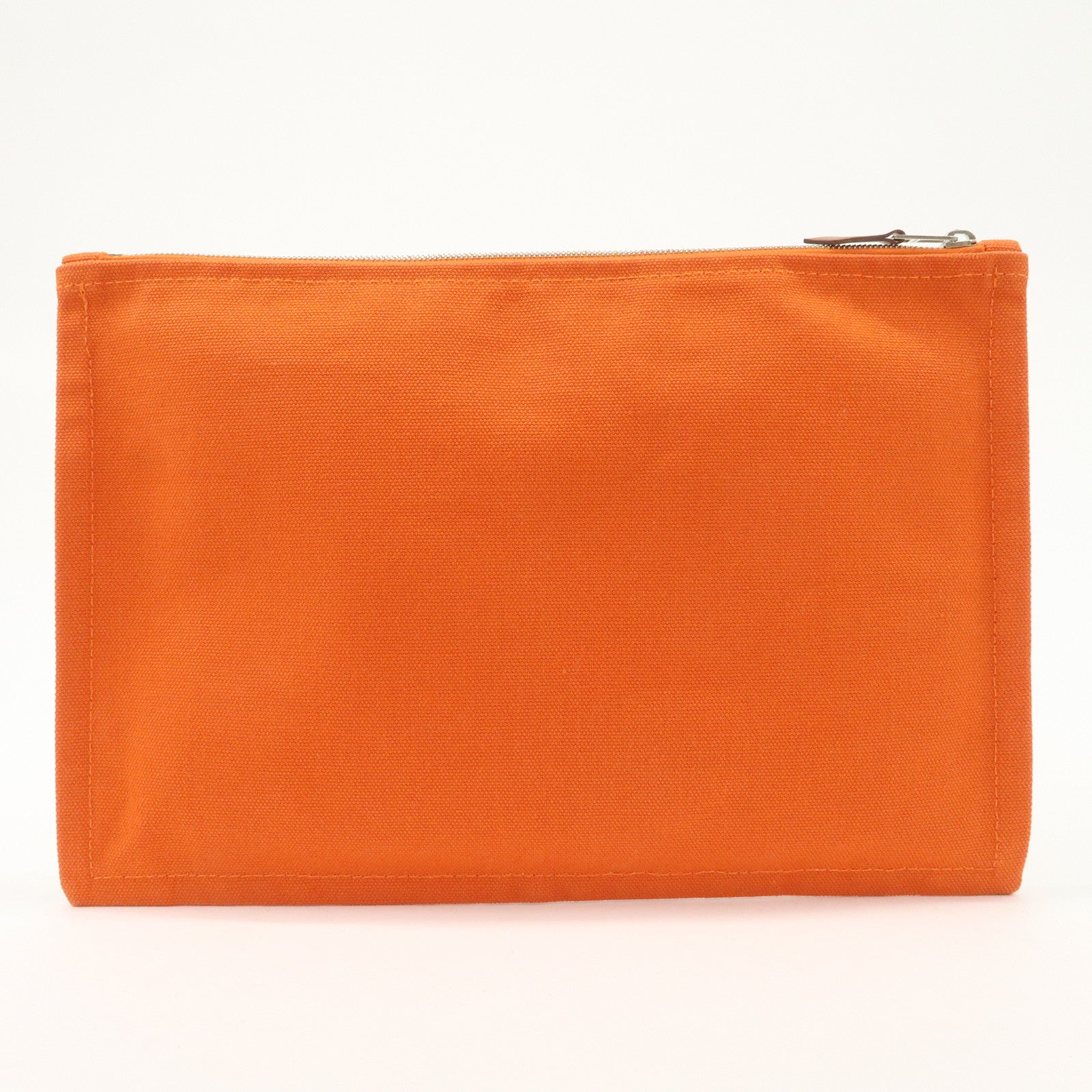 HERMES Yachting GM Canvas Flat Pouch Cosmetic Pouch Orange Used