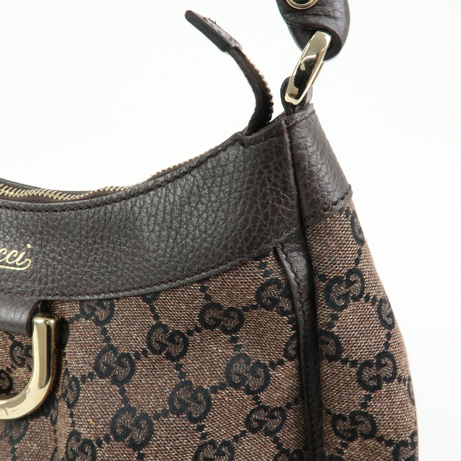 GUCCI Abbey GG Canvas Leather Shoulder Bag Hand Bag Brown 265692