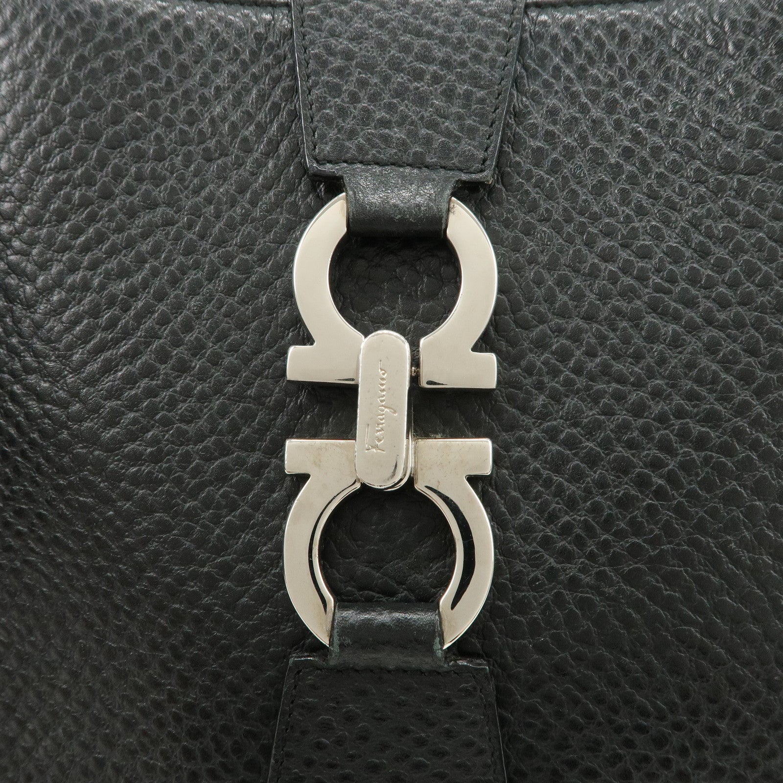 Ferragamo Gancini Shoulder Bag Hand Bag Black