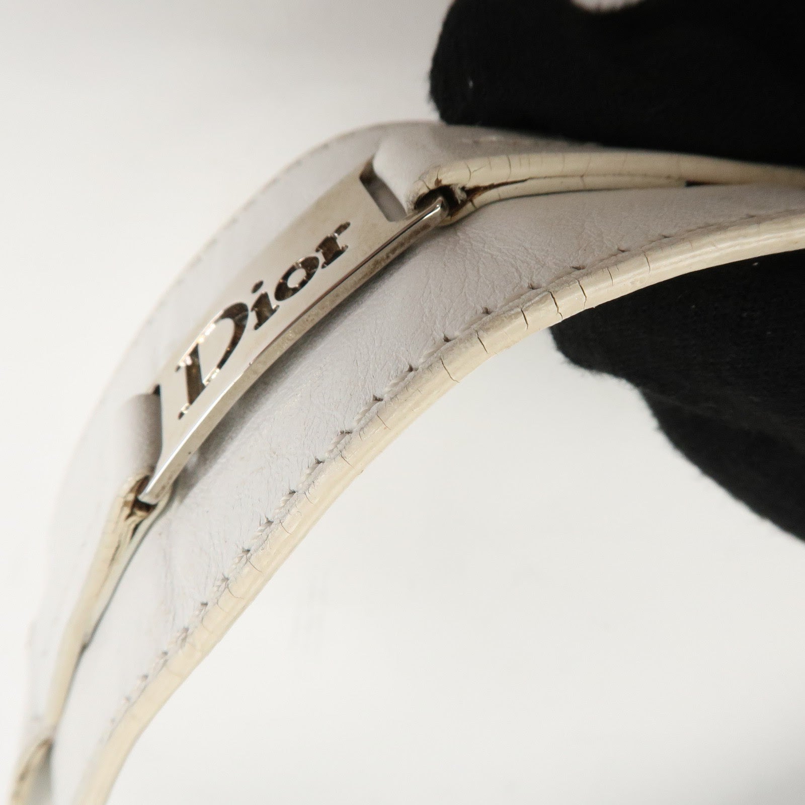 Christian Dior Trotter PVC Leather Shoulder Bag Hand Bag Navy White Used