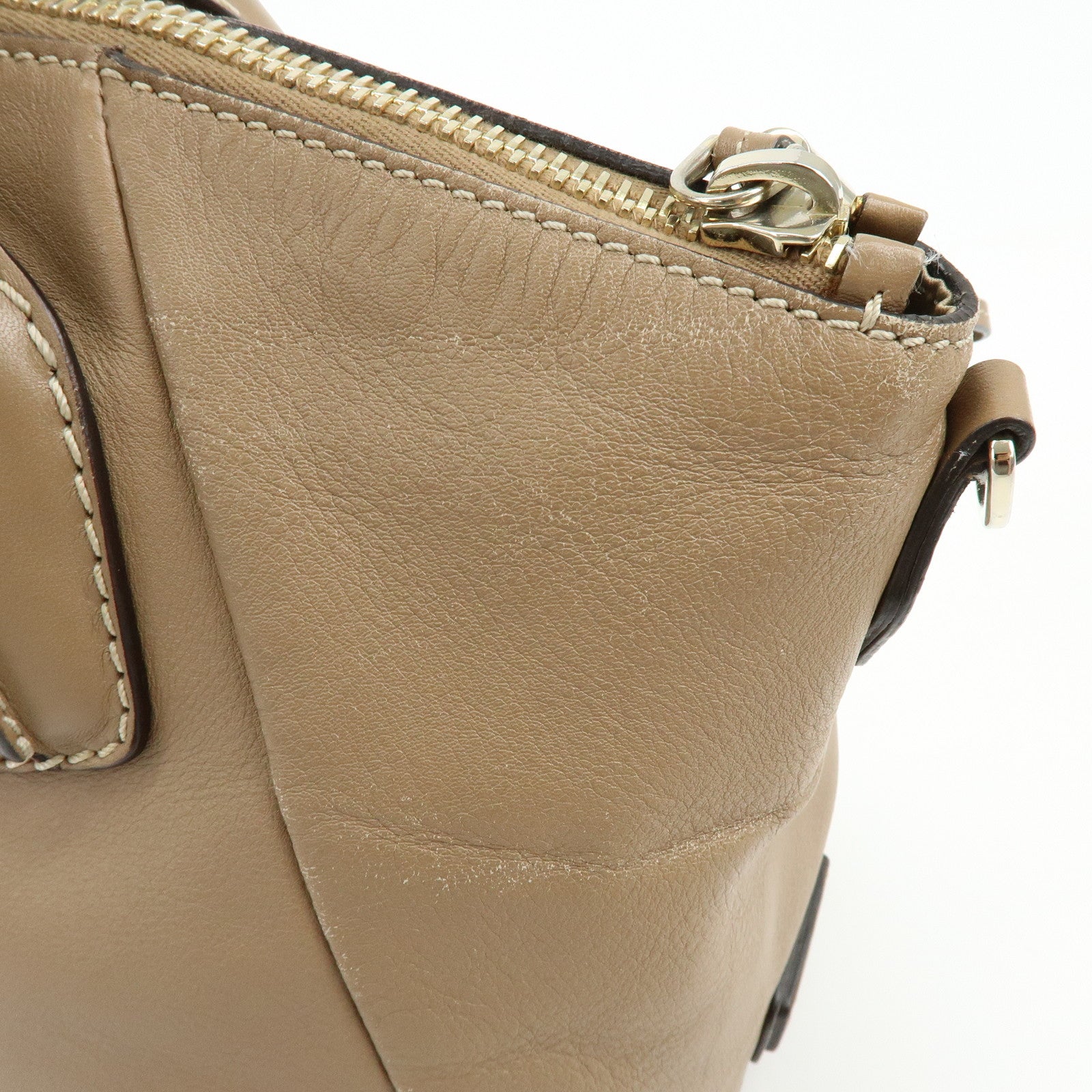TOD'S Leather Stitch 2Way Bag Boston Bag Shoulder Bag Brown