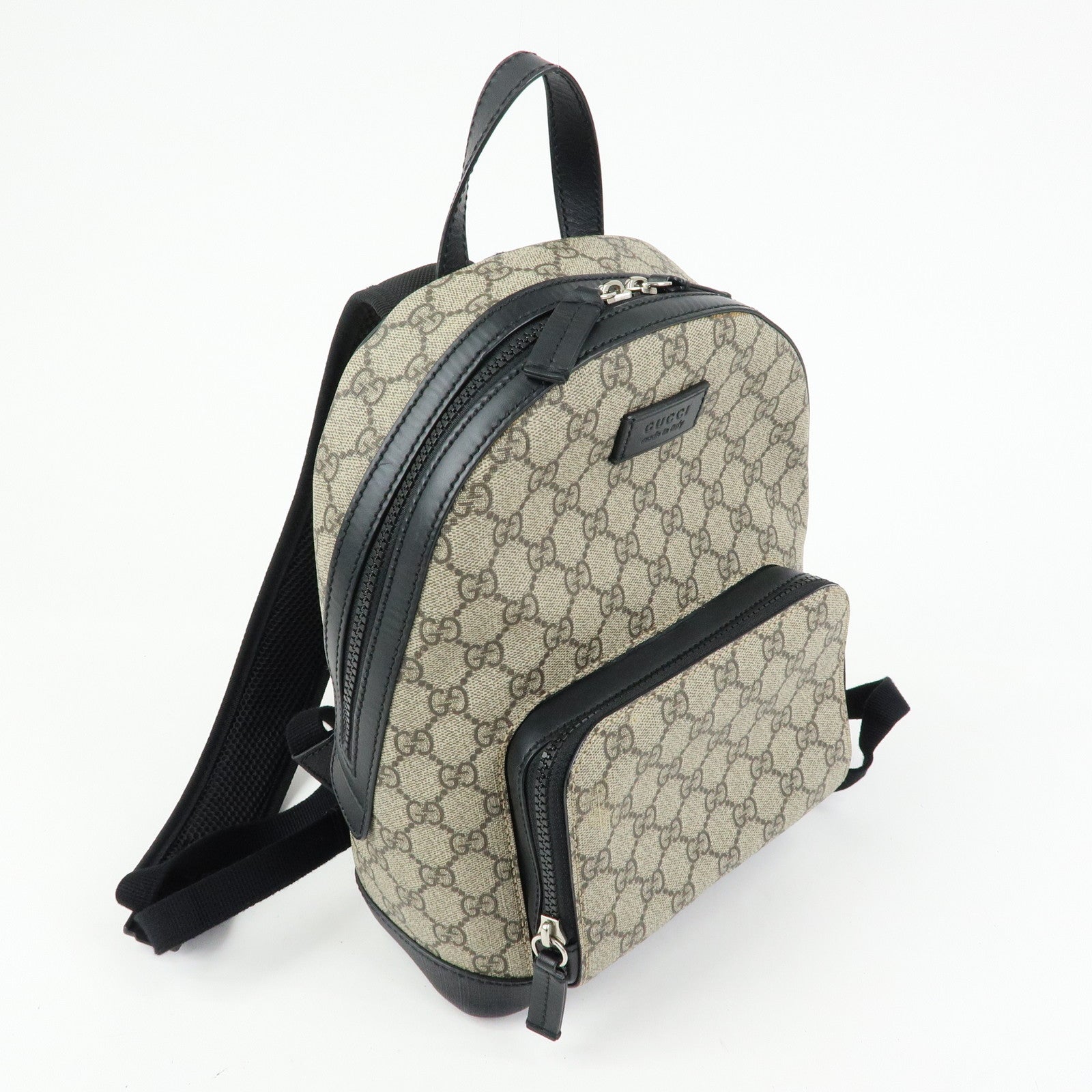GUCCI GG Supreme Leather Backpack Rucksack Beige Black 429020