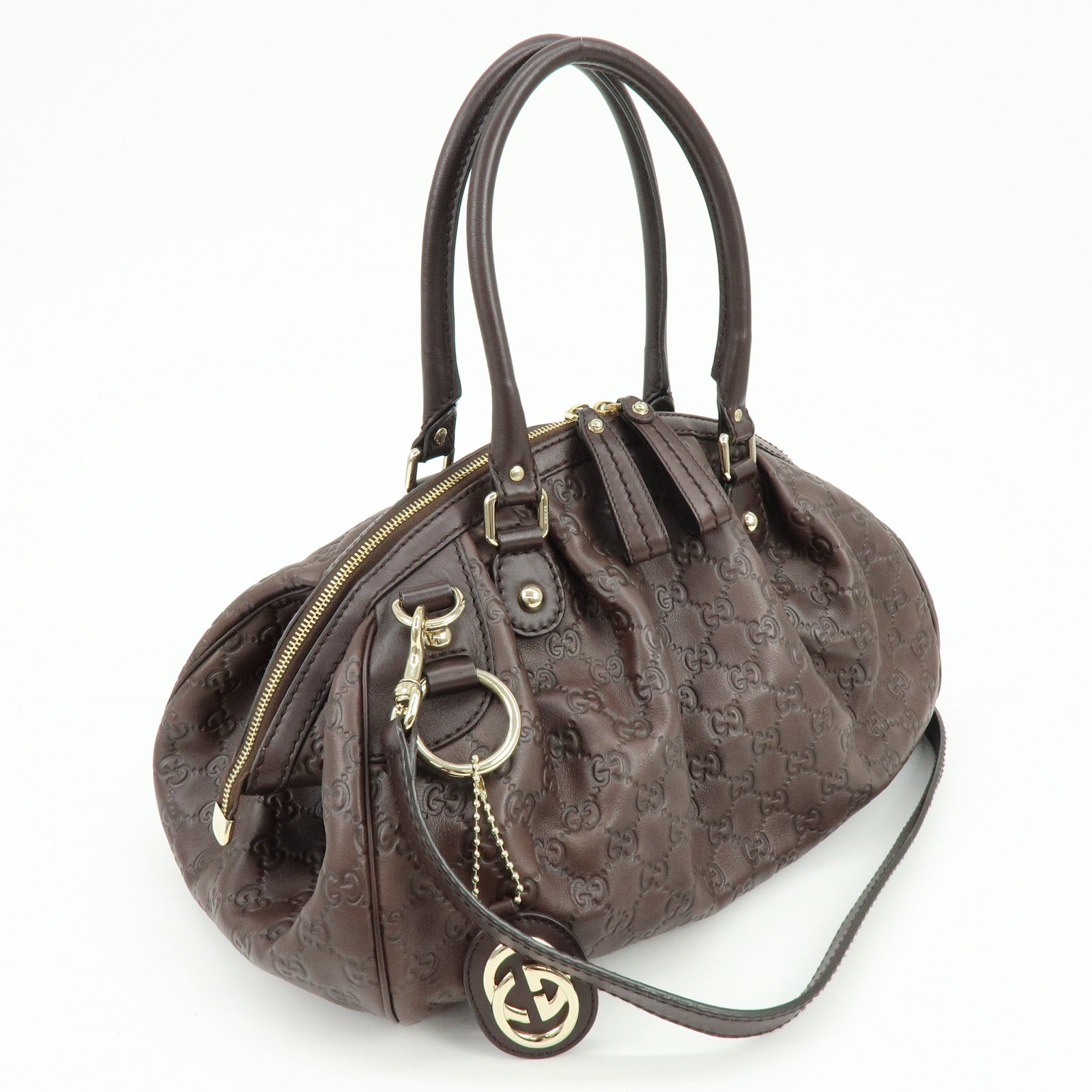 GUCCI Sukey Interlocking G Guccissima Leather 2WAY Bag Brown 223974