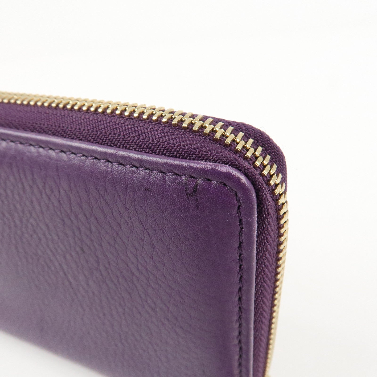 GUCCI SOHO Leather Zip Around Long Wallet Purple Used