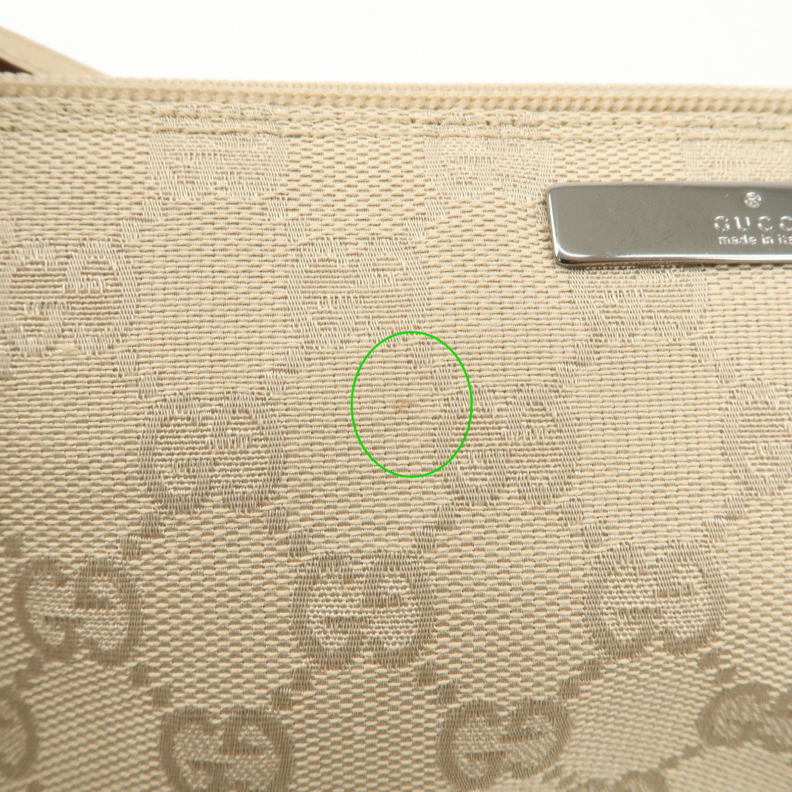 GUCCI Boat Bag GG Canvas Leather Hand Bag Pouch Beige 07198 Used