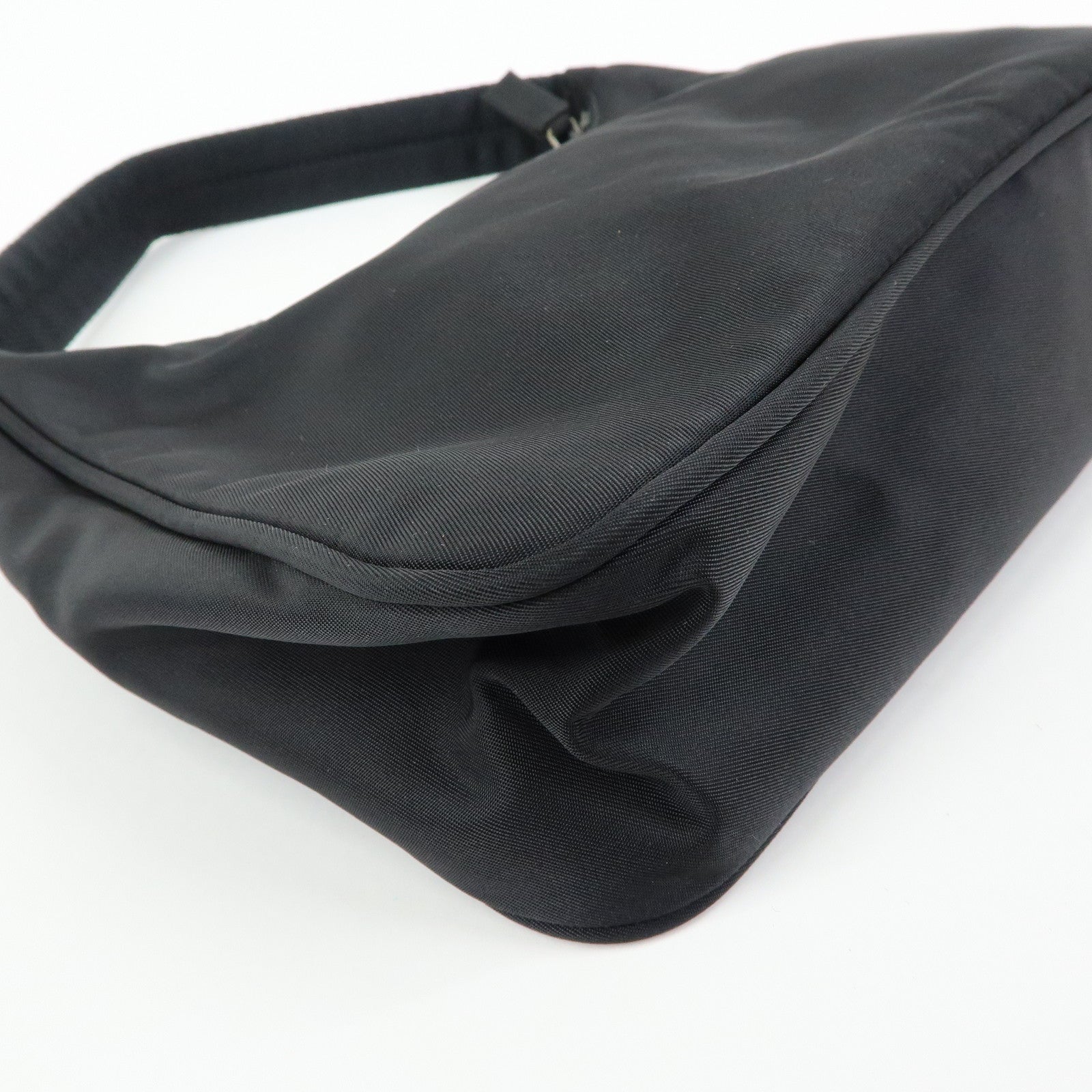 PRADA Triangle Logo Nylon Mini Hand Bag Black