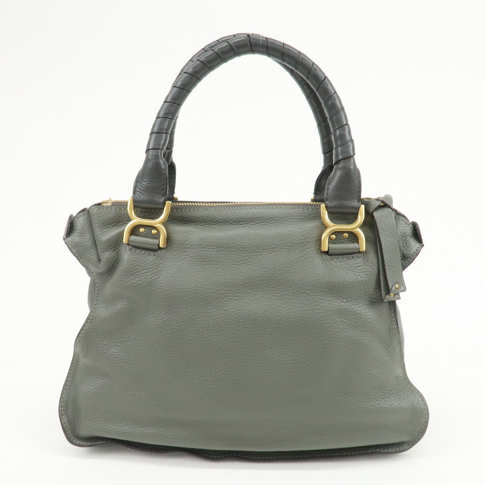 Chloe Marcie Leather Tote Bag Shoulder Bag Hand Bag Gray