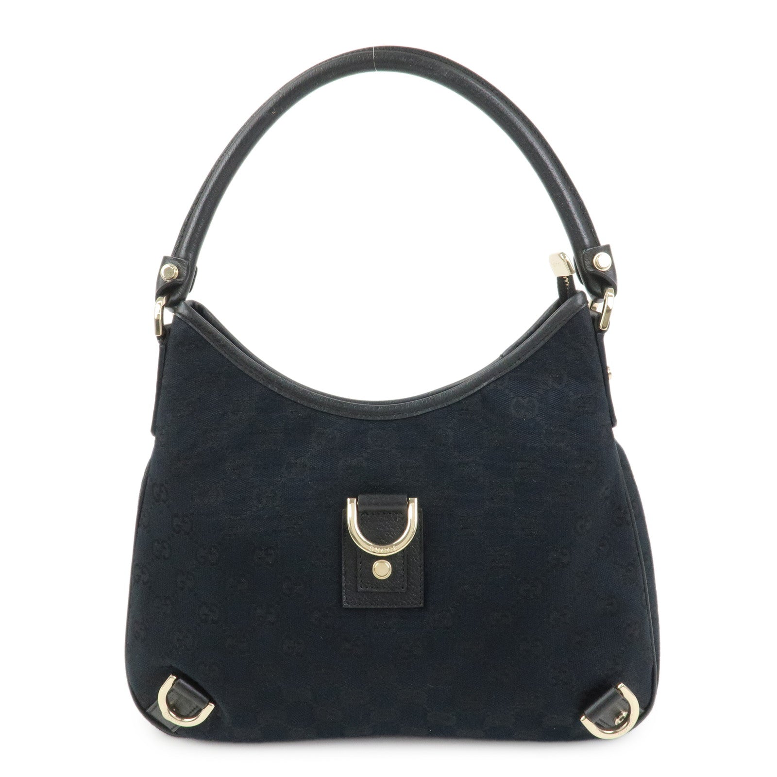 GUCCI Abbey GG Canvas Leather Shoulder Bag Black 130738