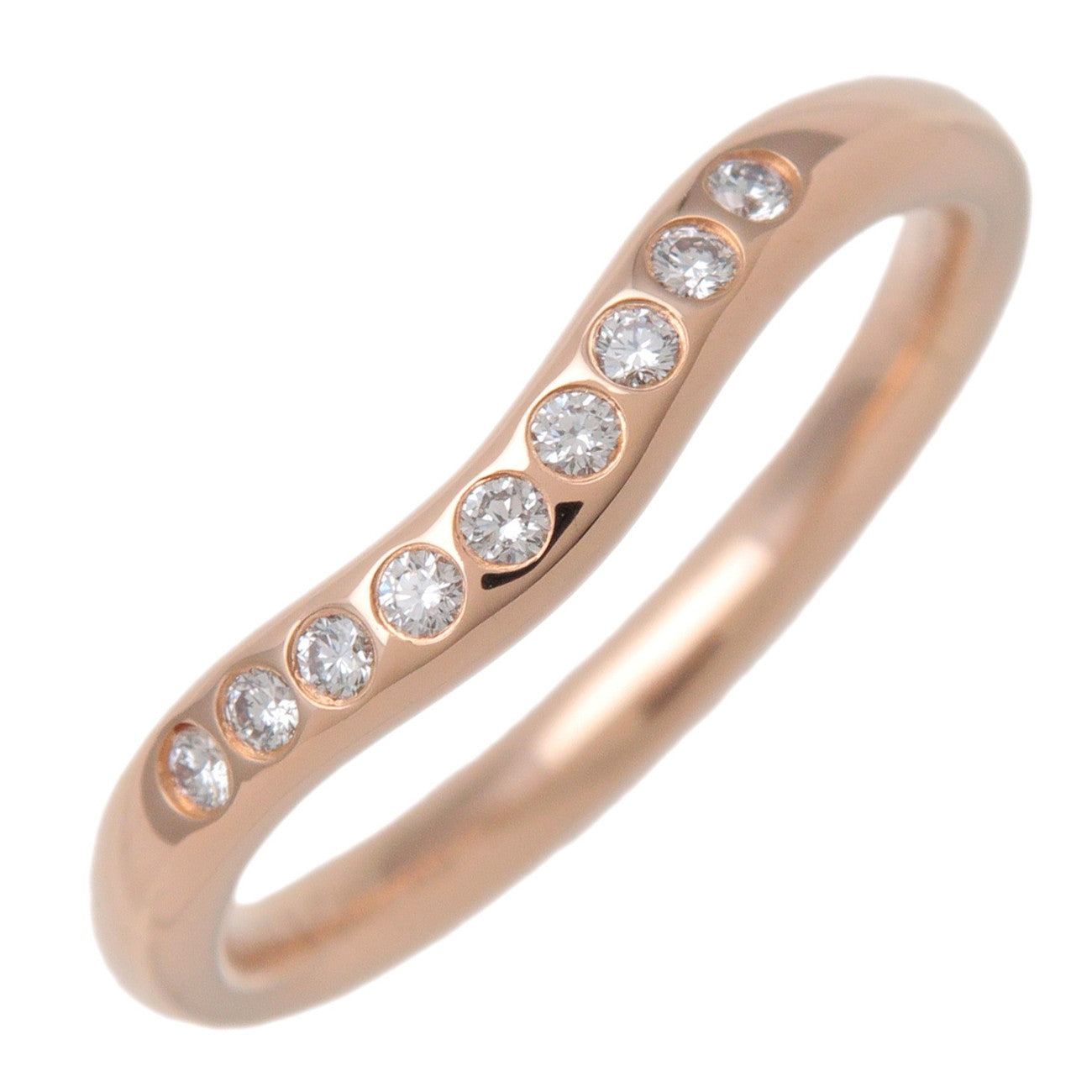 Tiffany & Co Curved Band Ring 9P Diamond K18 Yellow Gold US4.5 EU48