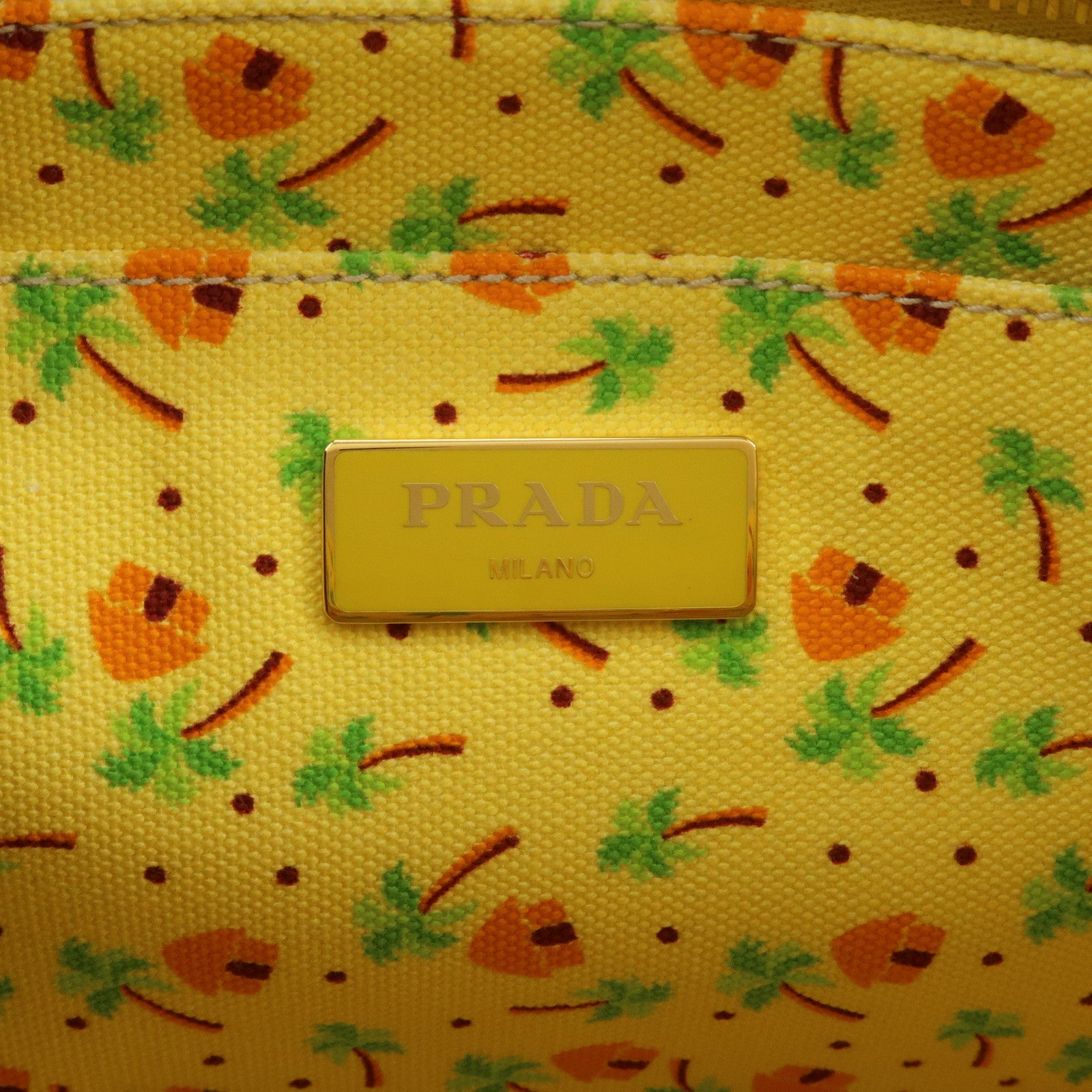 PRADA Canapa Mini Canvas 2Way Bag Hand Bag Yellow Orange 1BG439