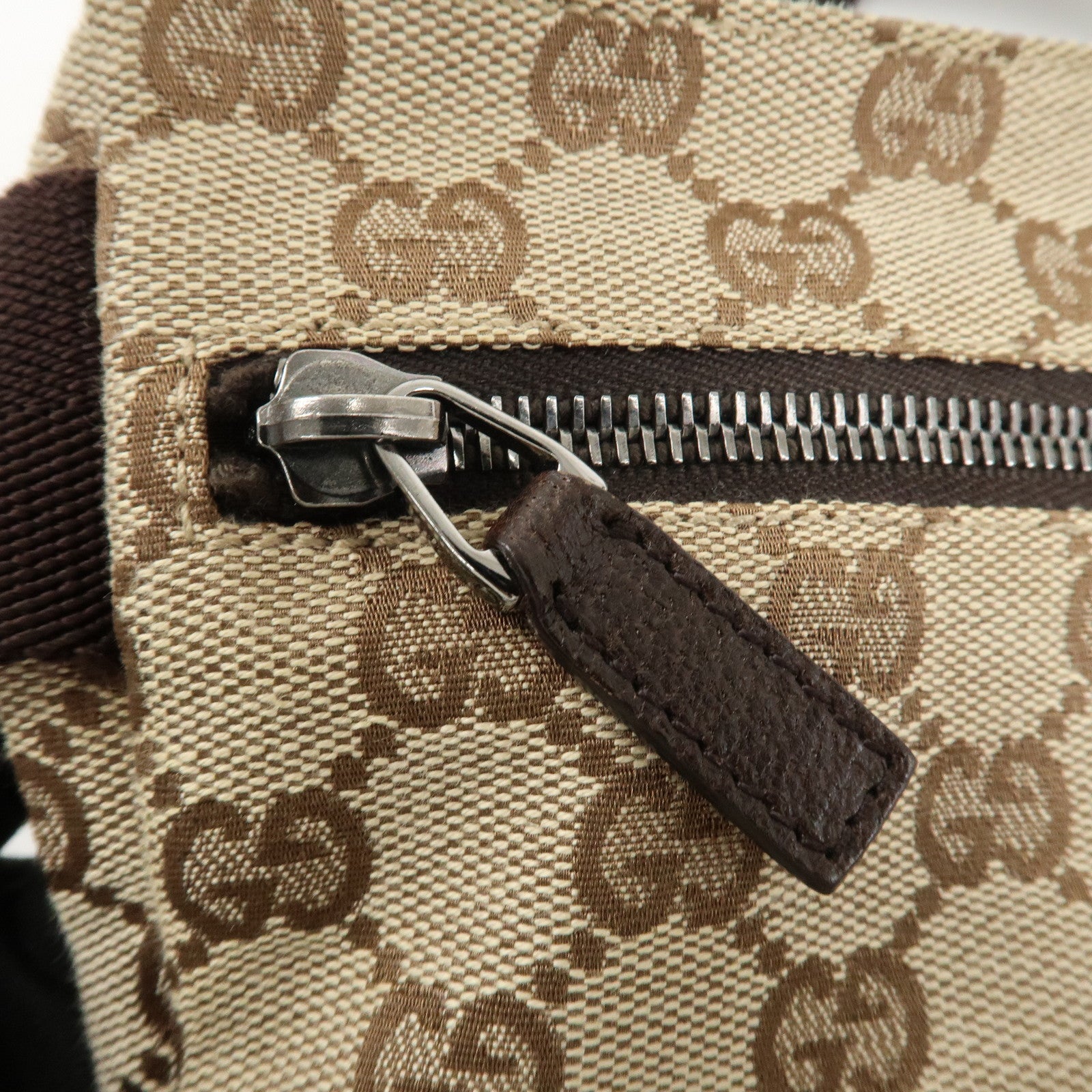 GUCCI GG Canvas Leather Waist Bag Crossbody Bag Beige Brown 28566 Used