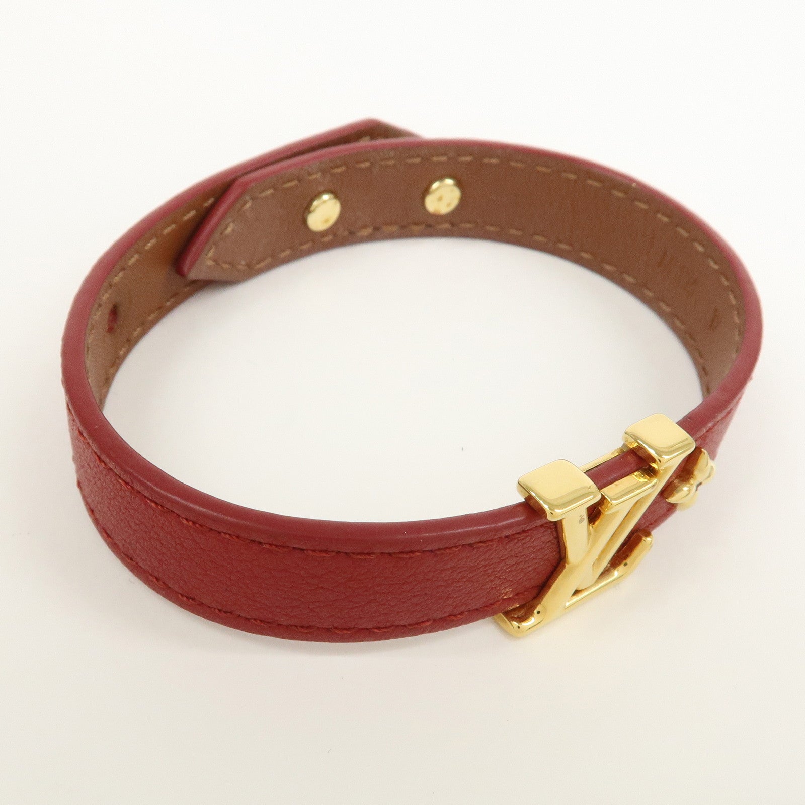 Louis Vuitton Iconic Leather Metal Bracelet Rouge Red M8106